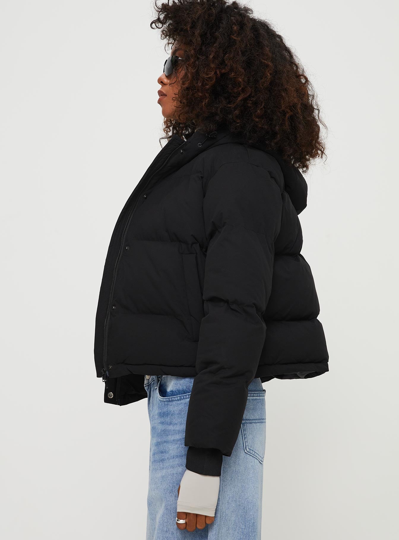 Morrie Hooded Puffer Jacket Black - Image 4