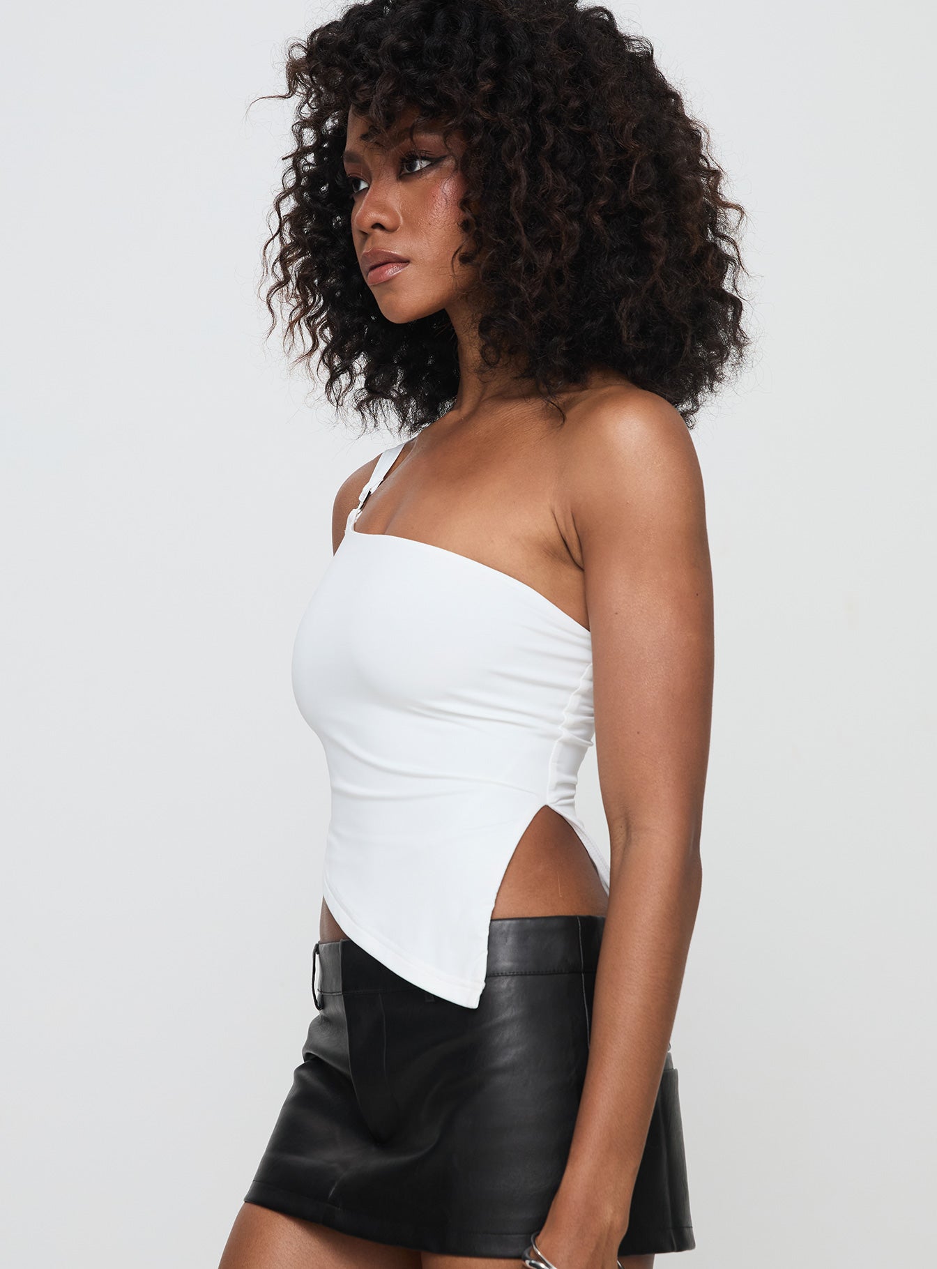 Matthew One Shoulder Top White - Image 4
