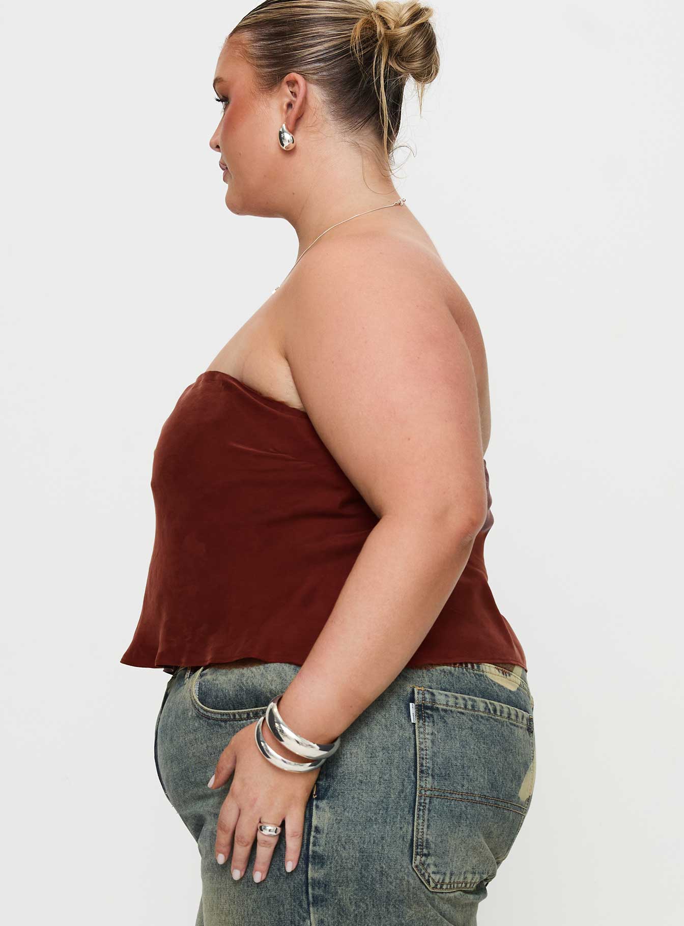 Lucelia Strapless Top Brown Curve - Image 4