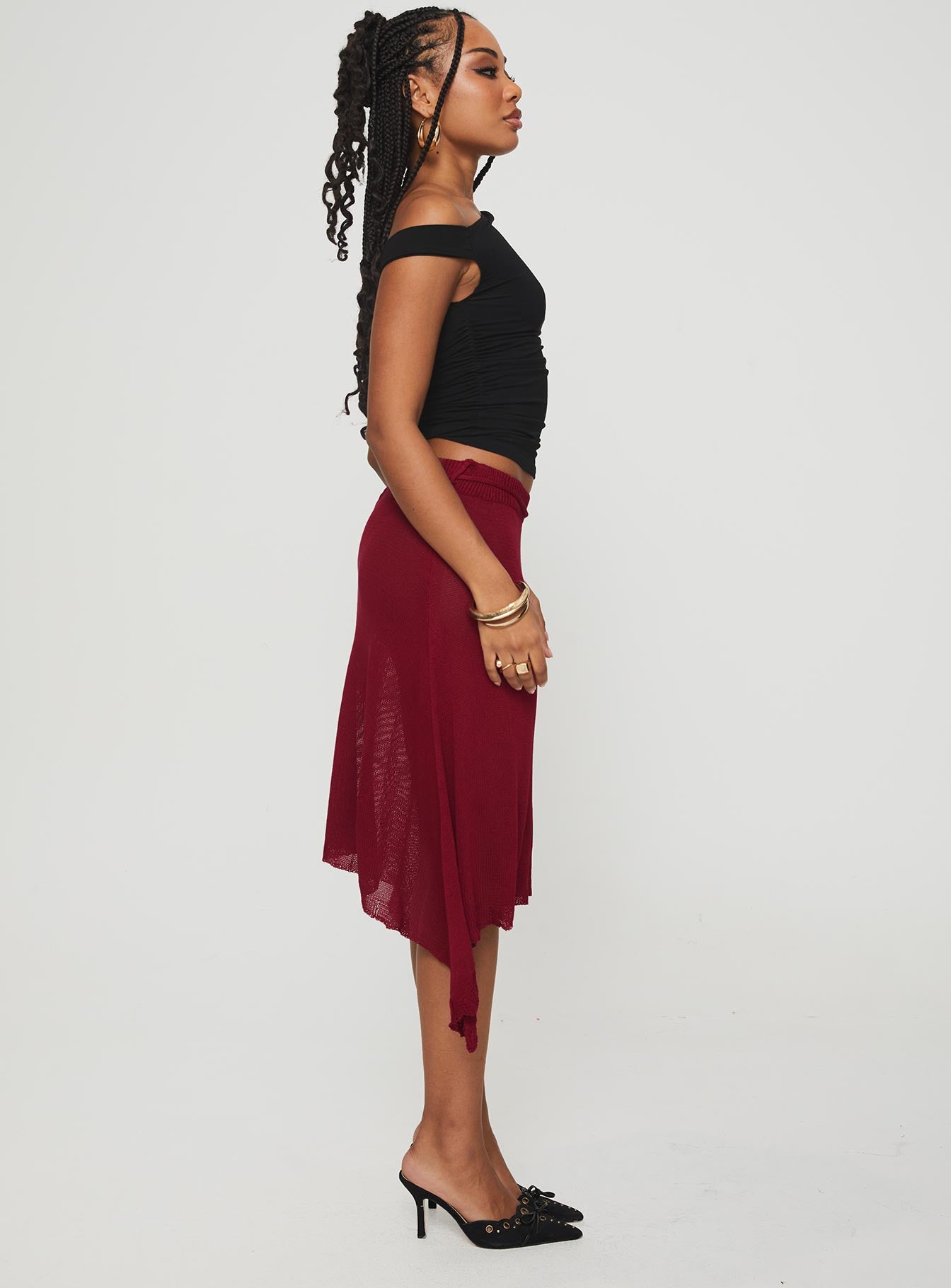 Leysa Midi Skirt Red - Image 4