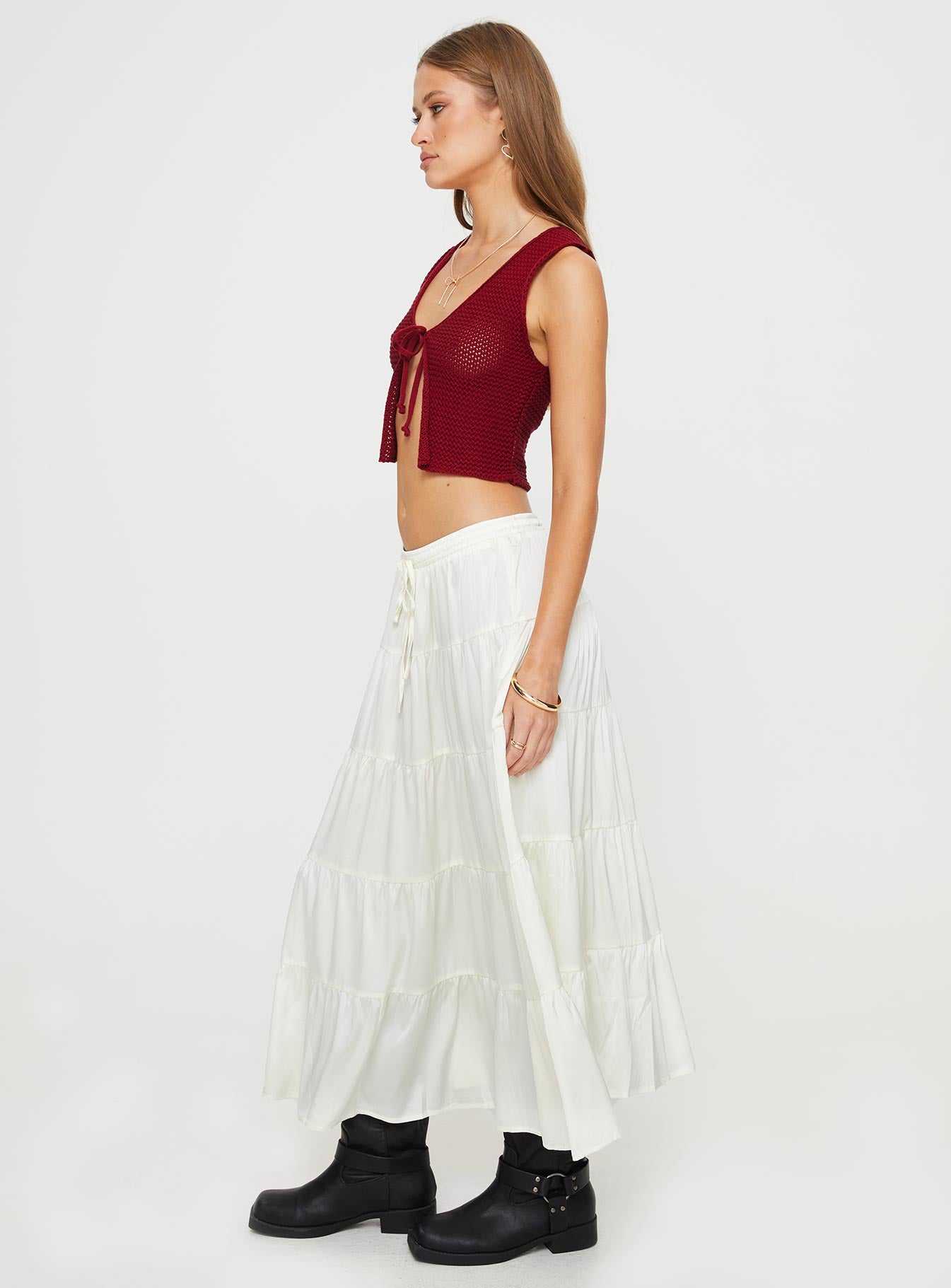 Keira Tiered Maxi Skirt Porcelain - Image 4