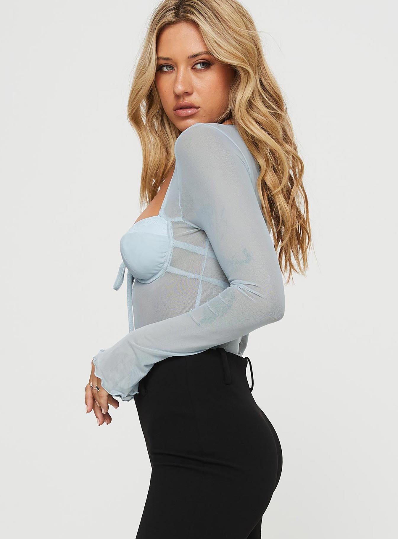 Tasia Long Sleeve Bodysuit Blue - Image 3