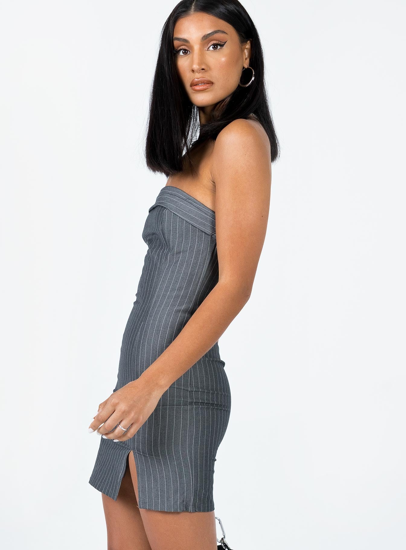 Sebastian Strapless Mini Dress Grey - Image 4