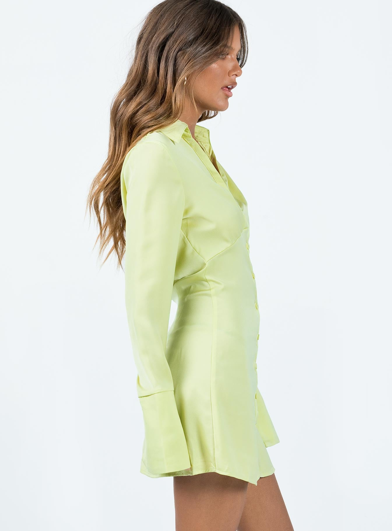 Posy Long Sleeve Mini Dress Green - Image 4