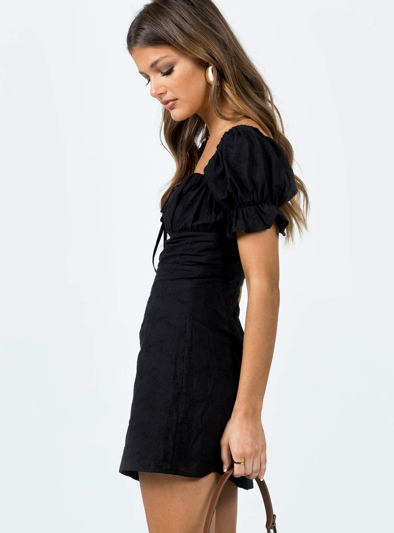 White Rose Mini Dress Black - Image 3