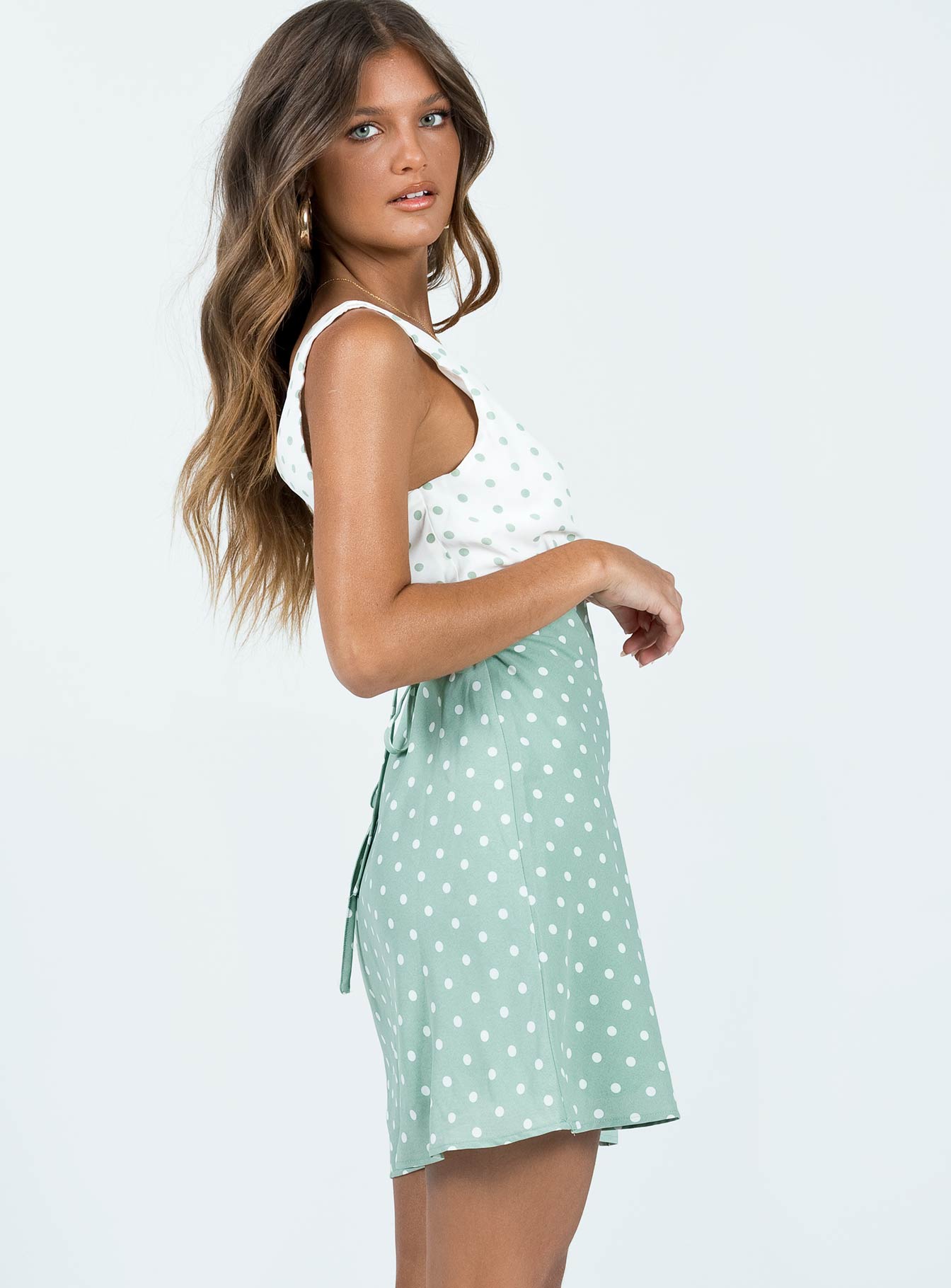 Nellie Mini Dress Mint Polka Dot - Image 4