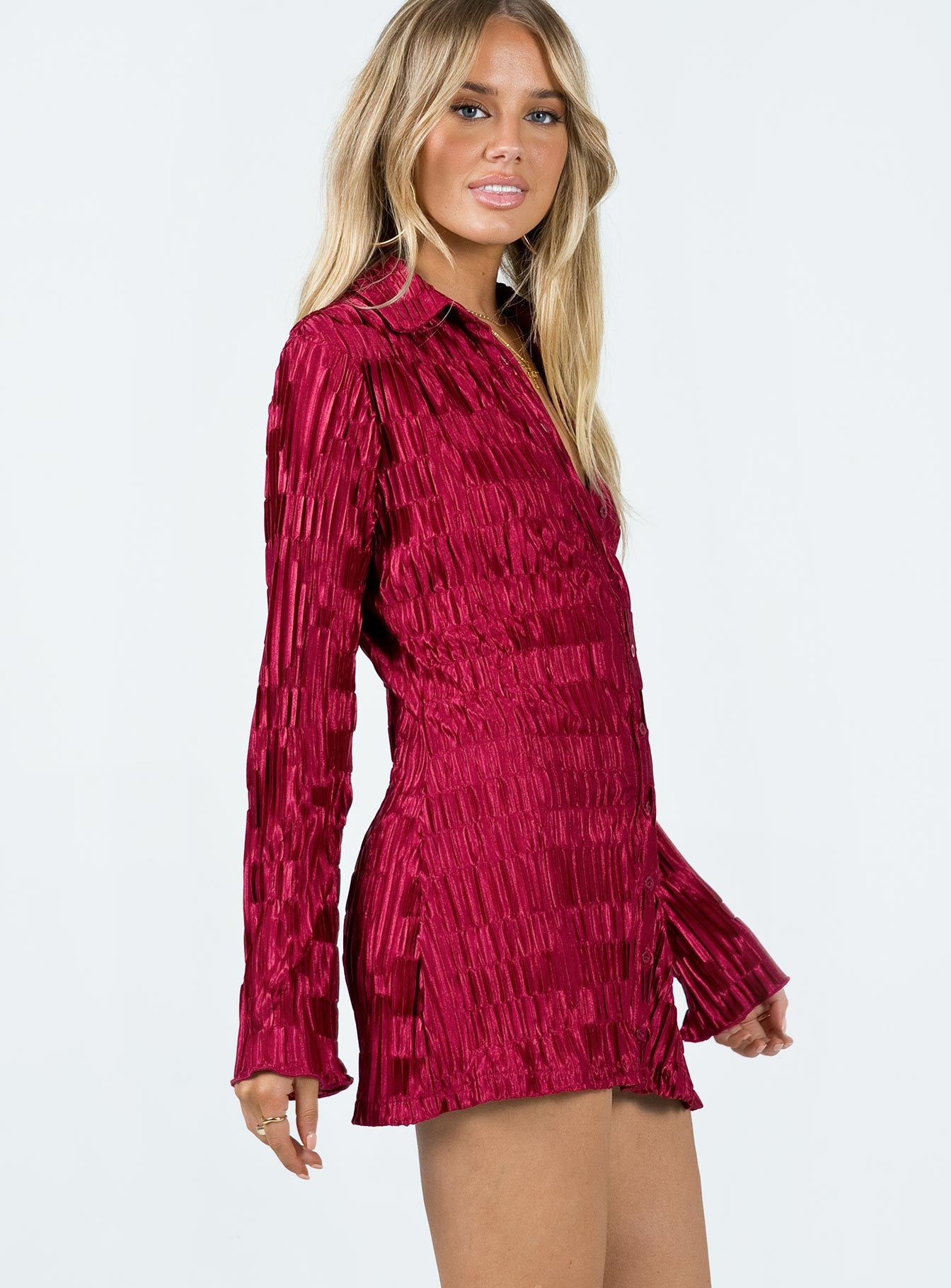 Lila Shirt Dress Burgundy - Image 4