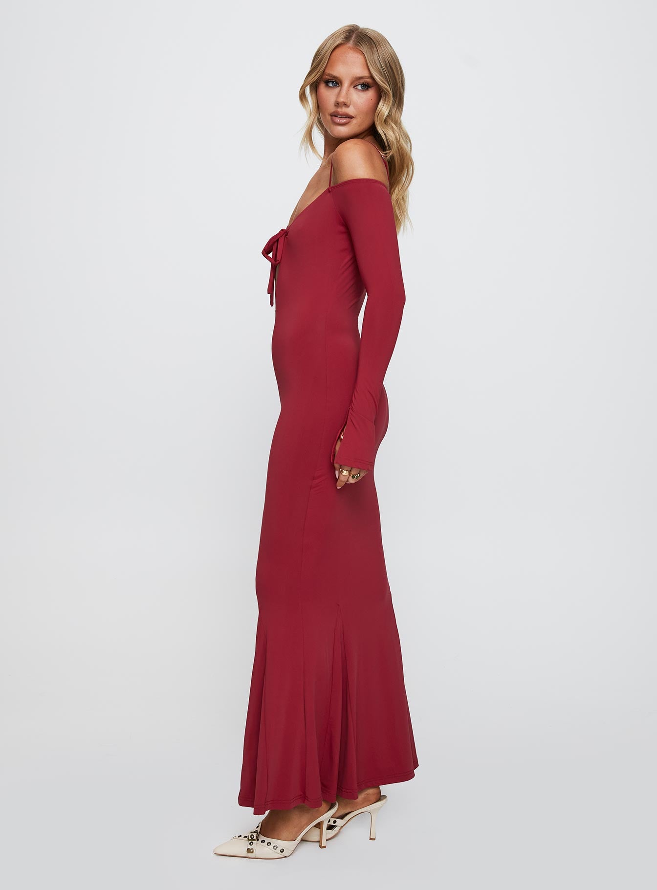 Lucillea Long Sleeve Maxi Dress Red - Image 3