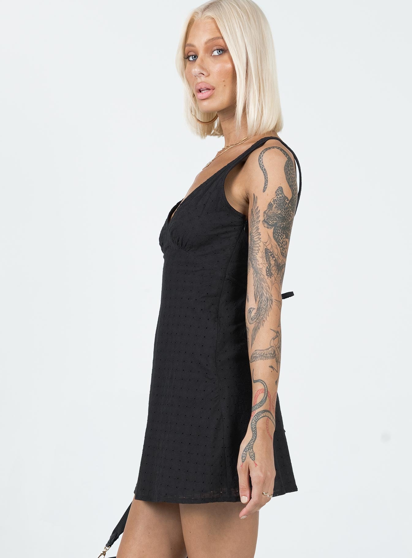 Nellie Mini Dress Black Anglaise - Image 4