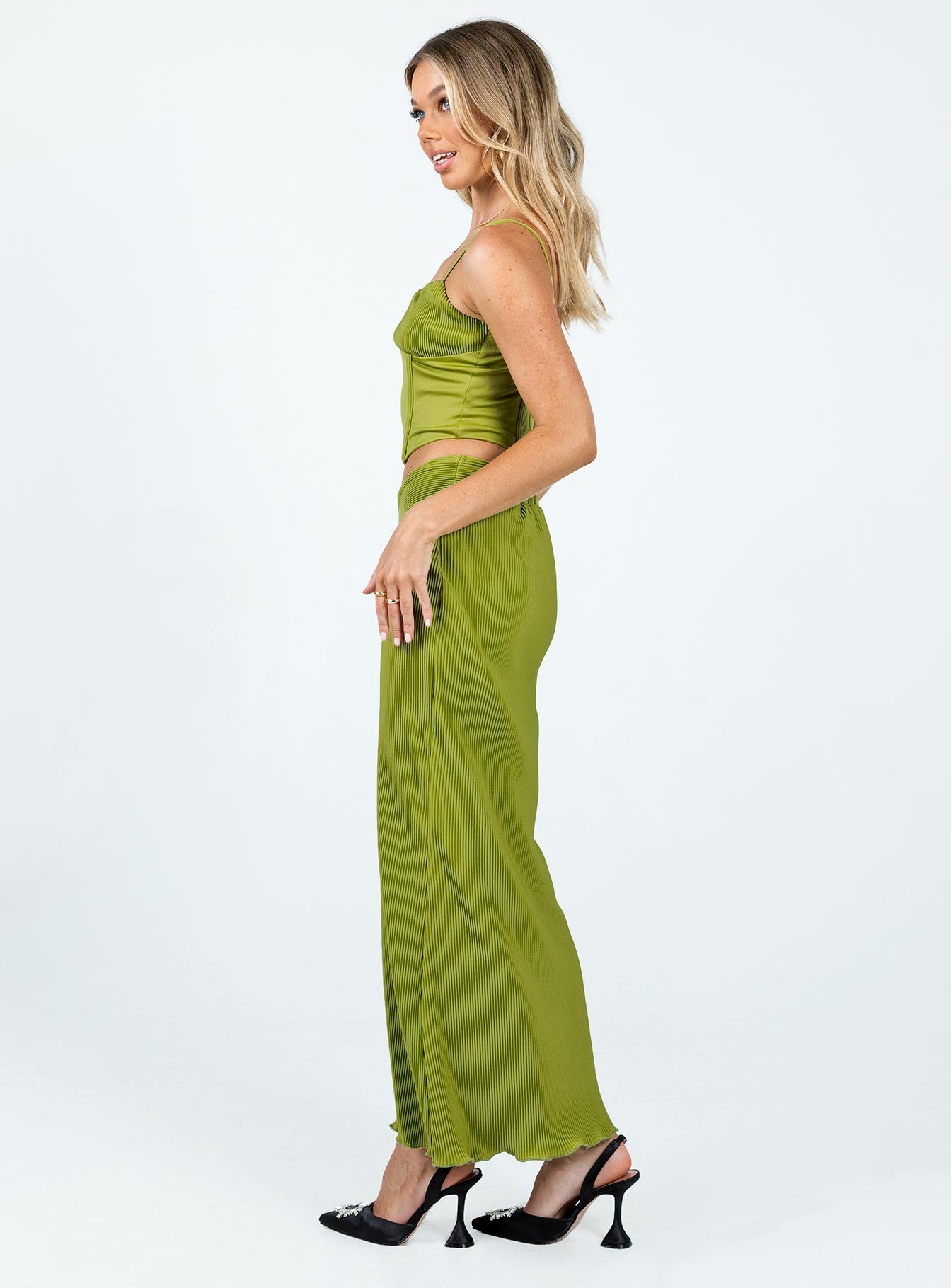 Topakas Plisse Maxi Skirt Green - Image 4