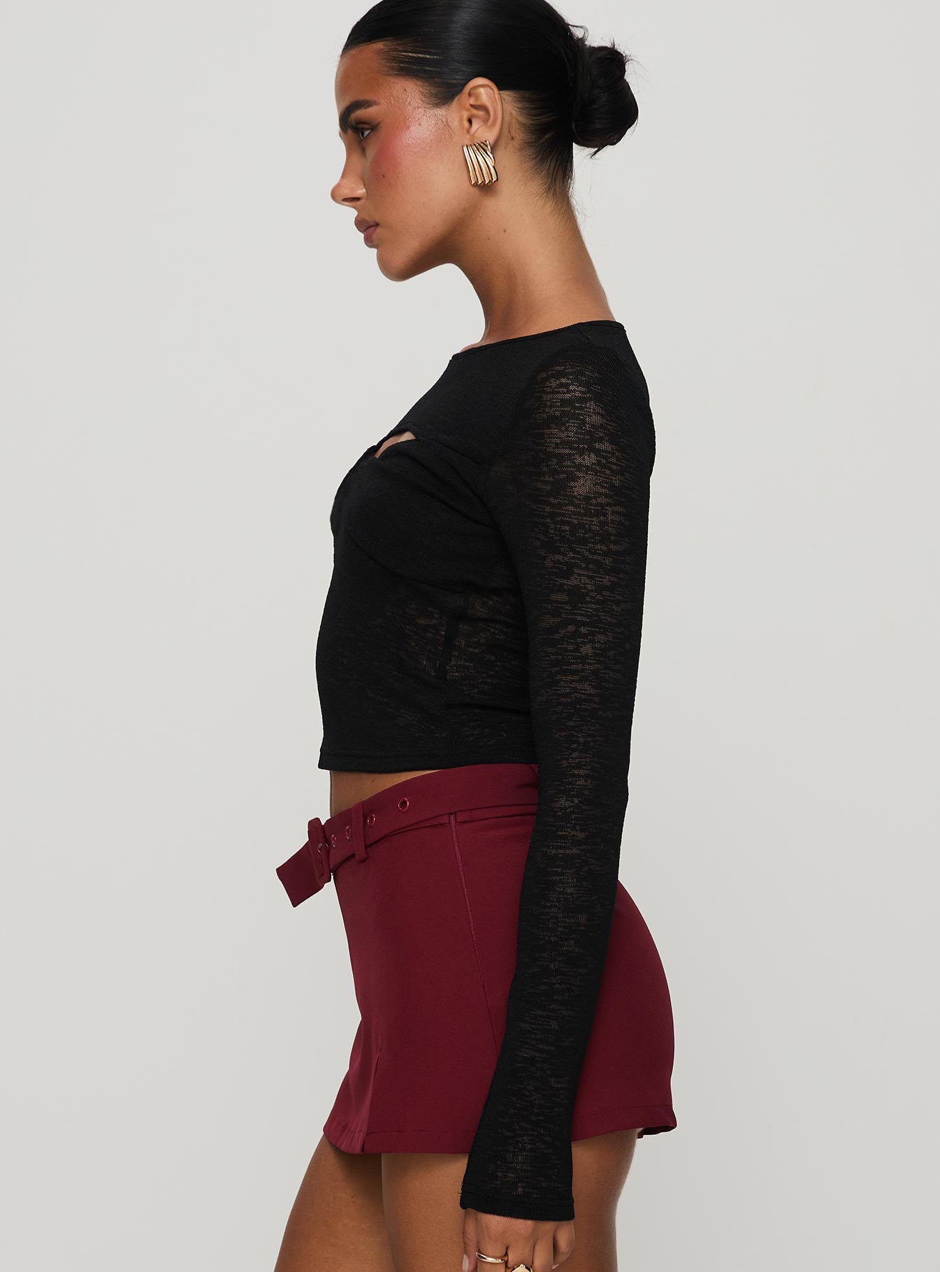 Sandrine Twist Long Sleeve Top Black - Image 4