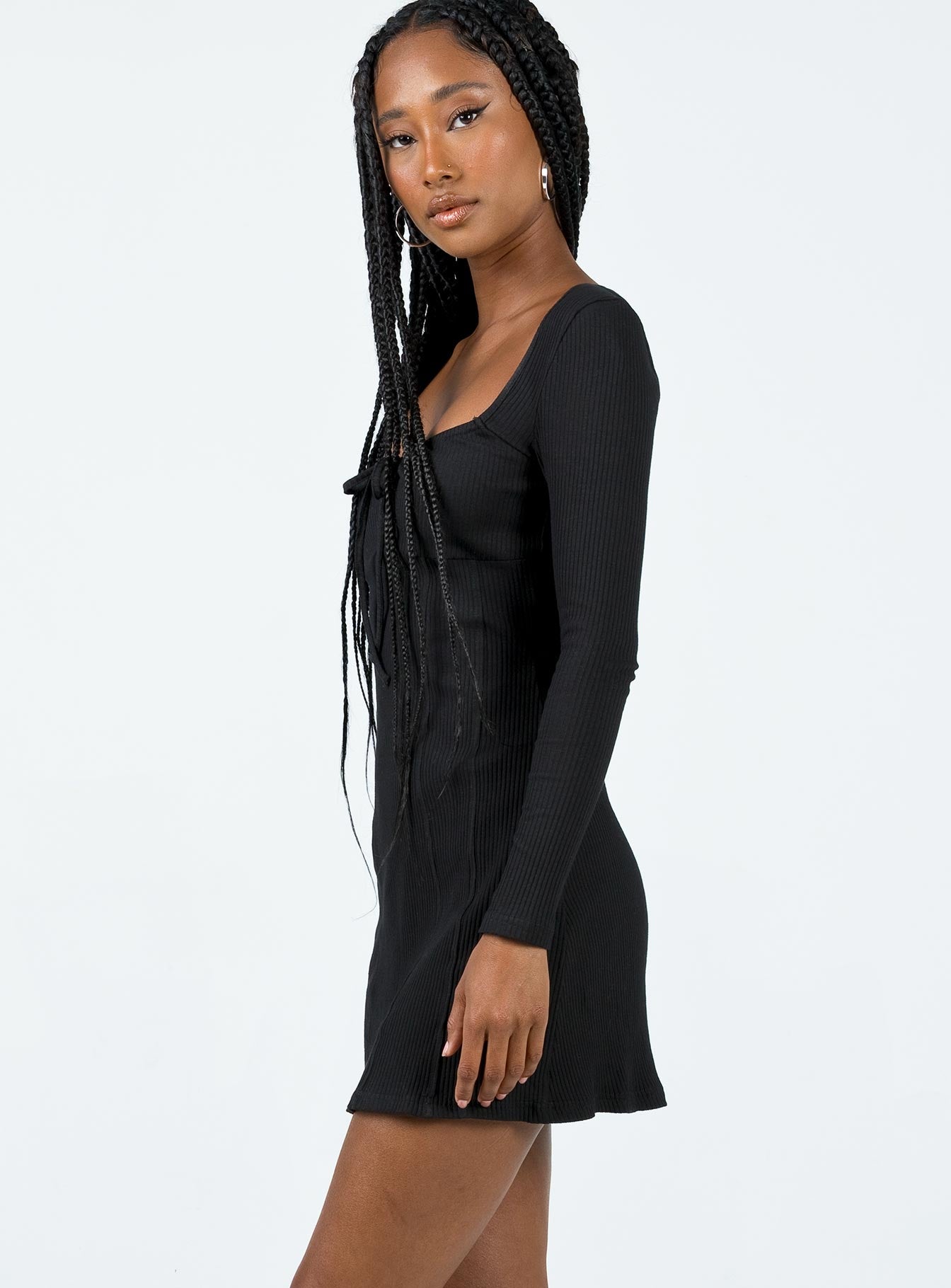 Normandy Long Sleeve Mini Dress Black - Image 3