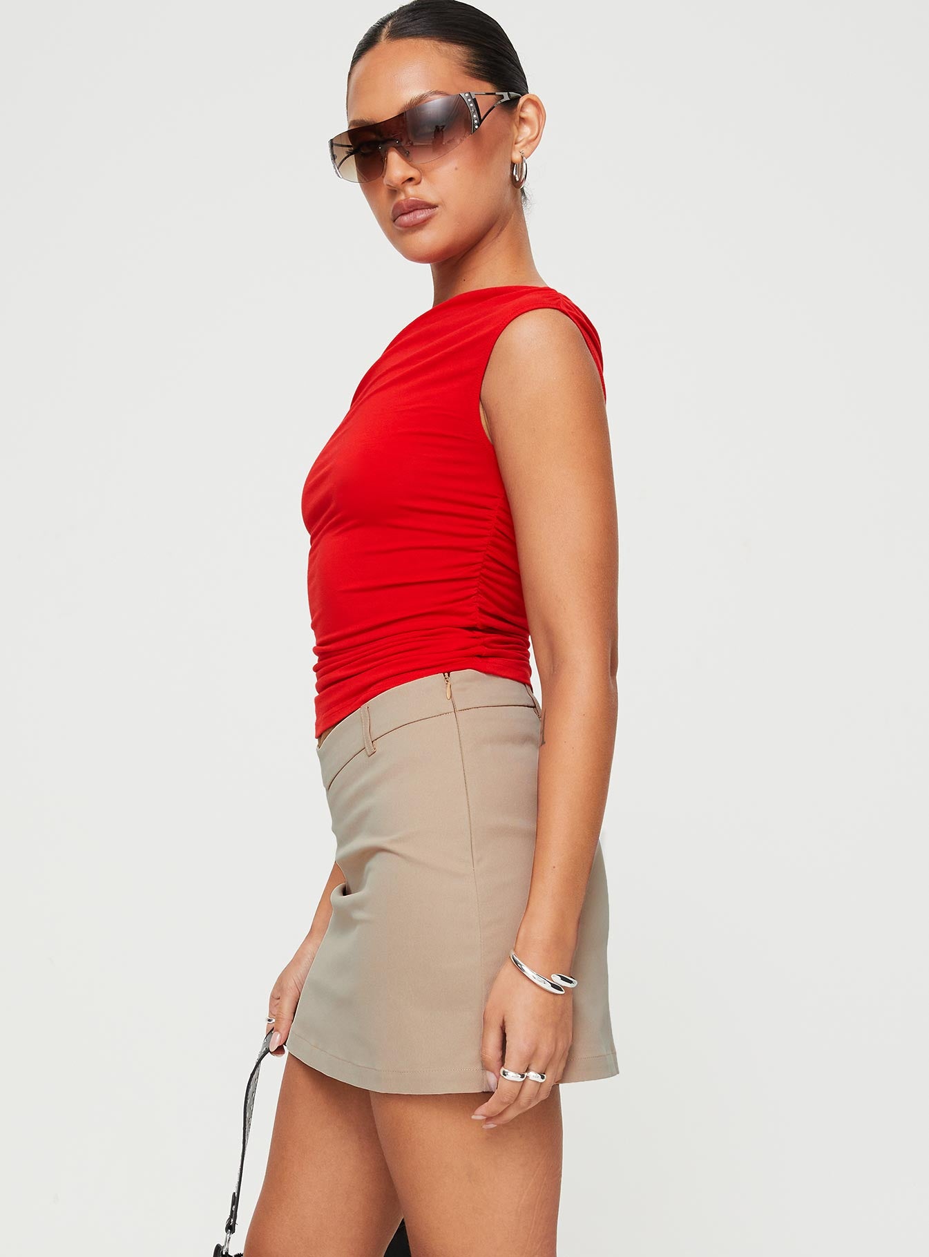 Grimaldi Mini Skirt Beige - Image 4