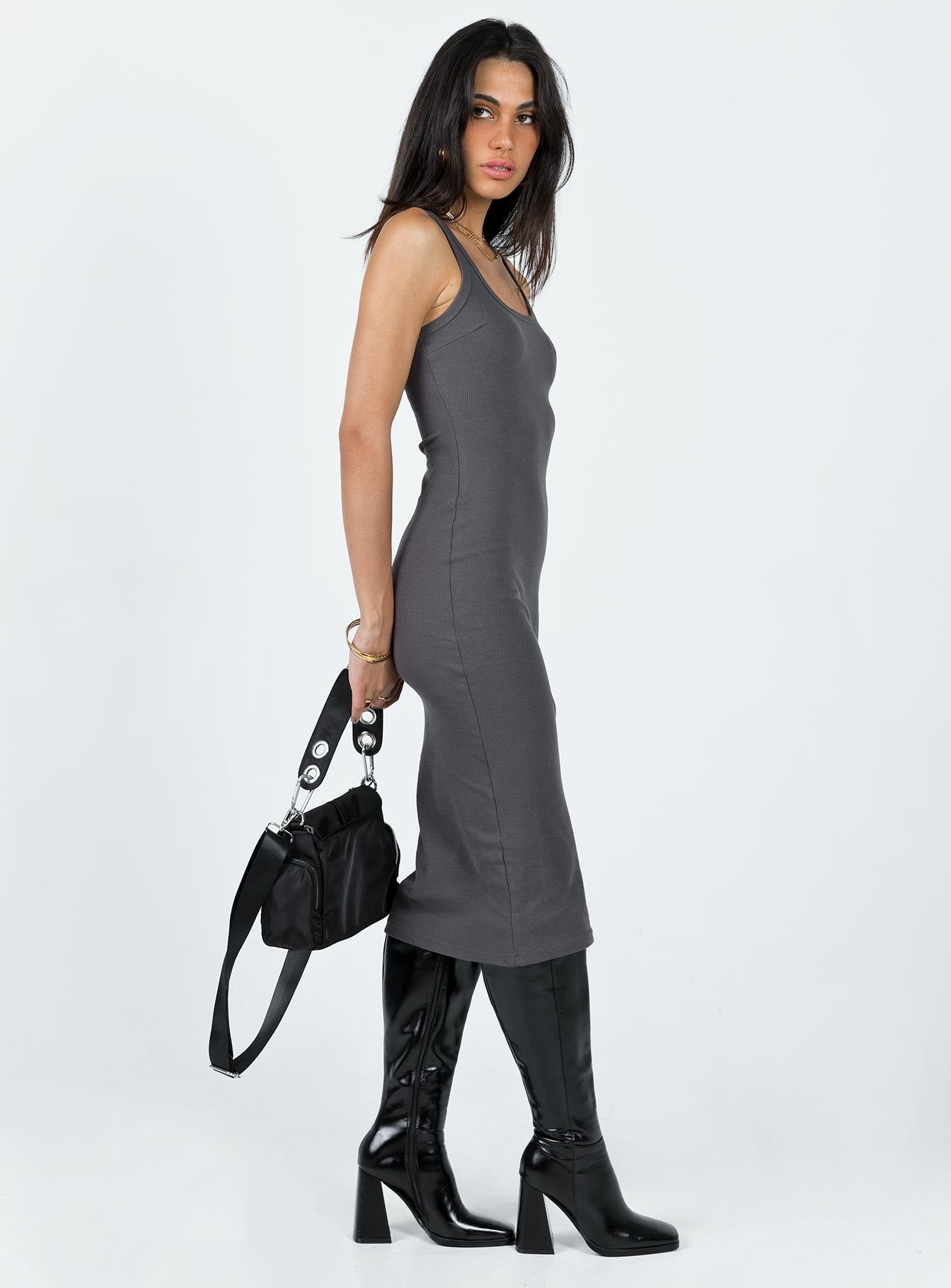 Camellia Midi Dress Slate Grey - Image 4