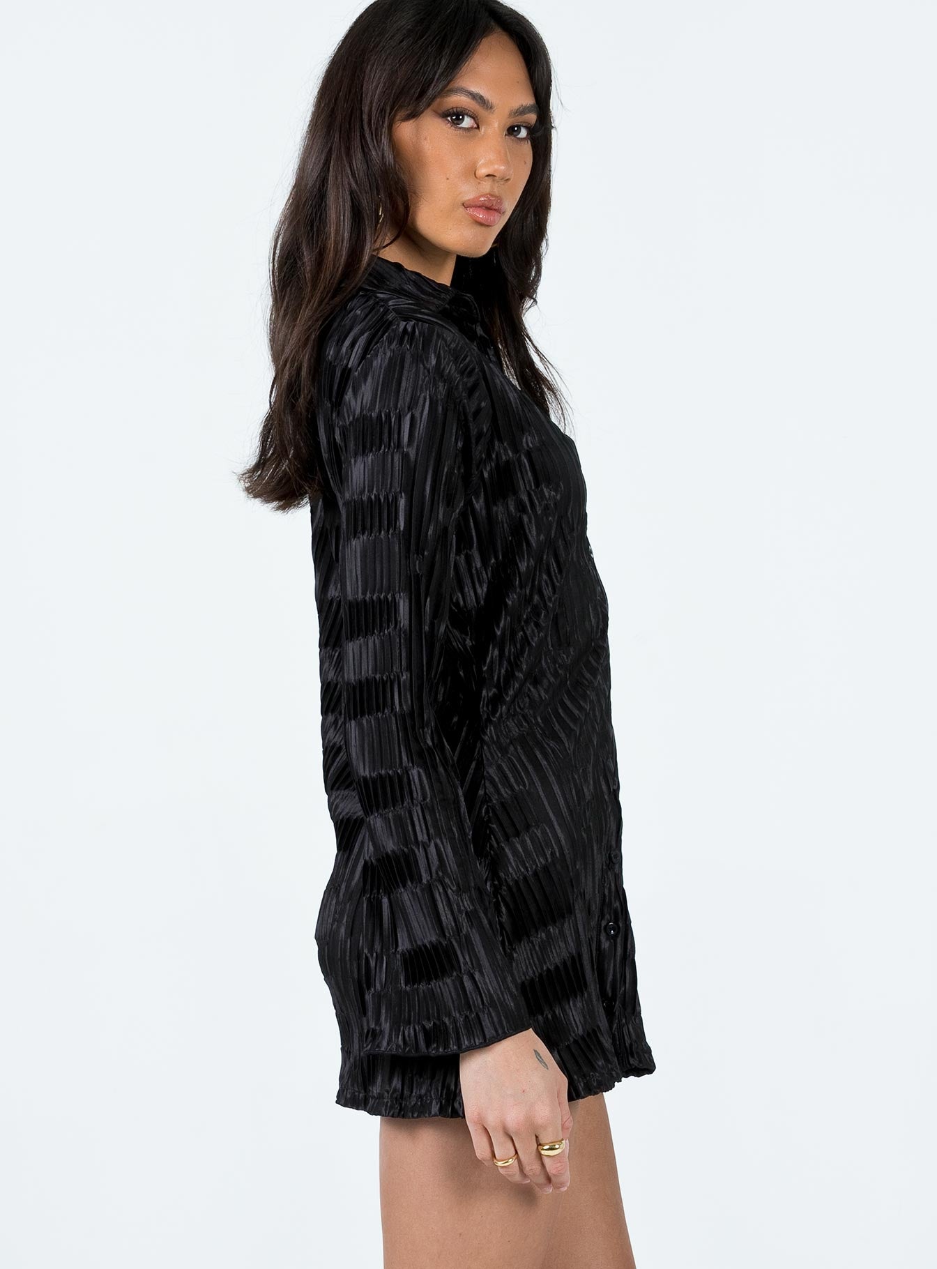 Lila Shirt Dress Black - Image 4