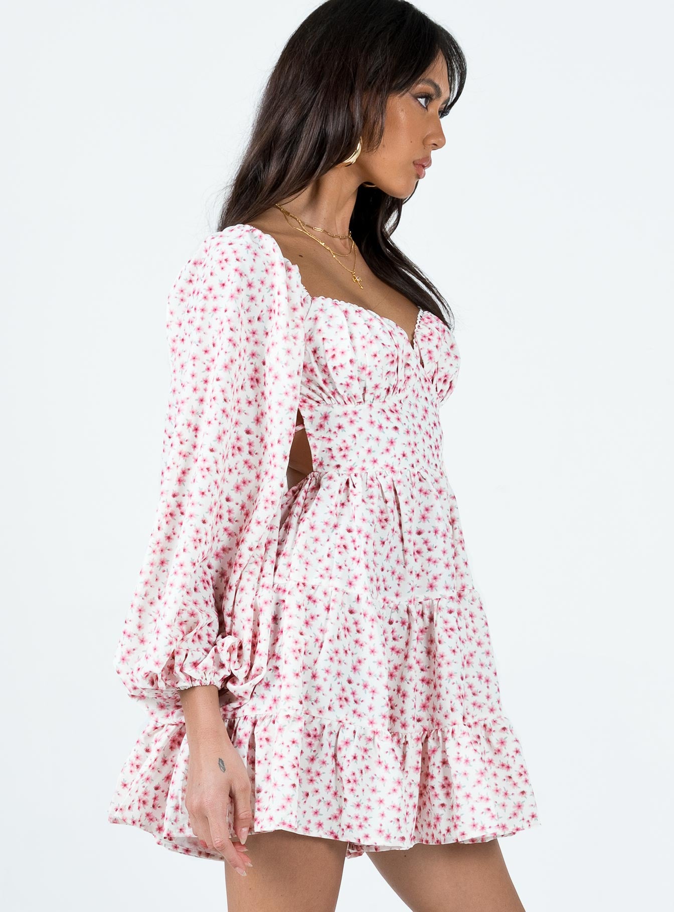 Danny Long Sleeve Mini Dress Pink Floral - Image 4