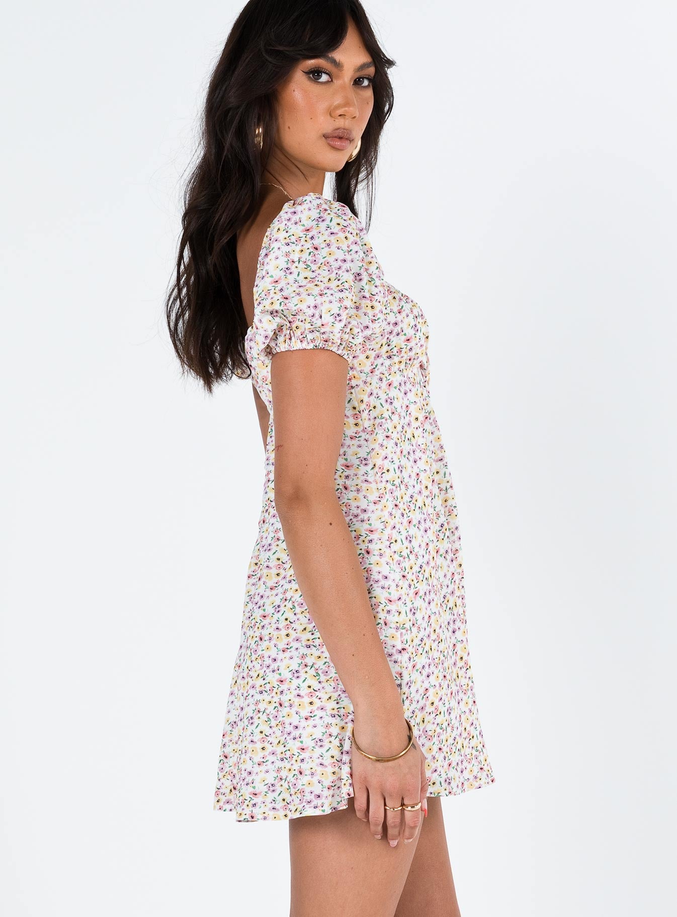 Sudarso Mini Dress Yellow Floral - Image 4