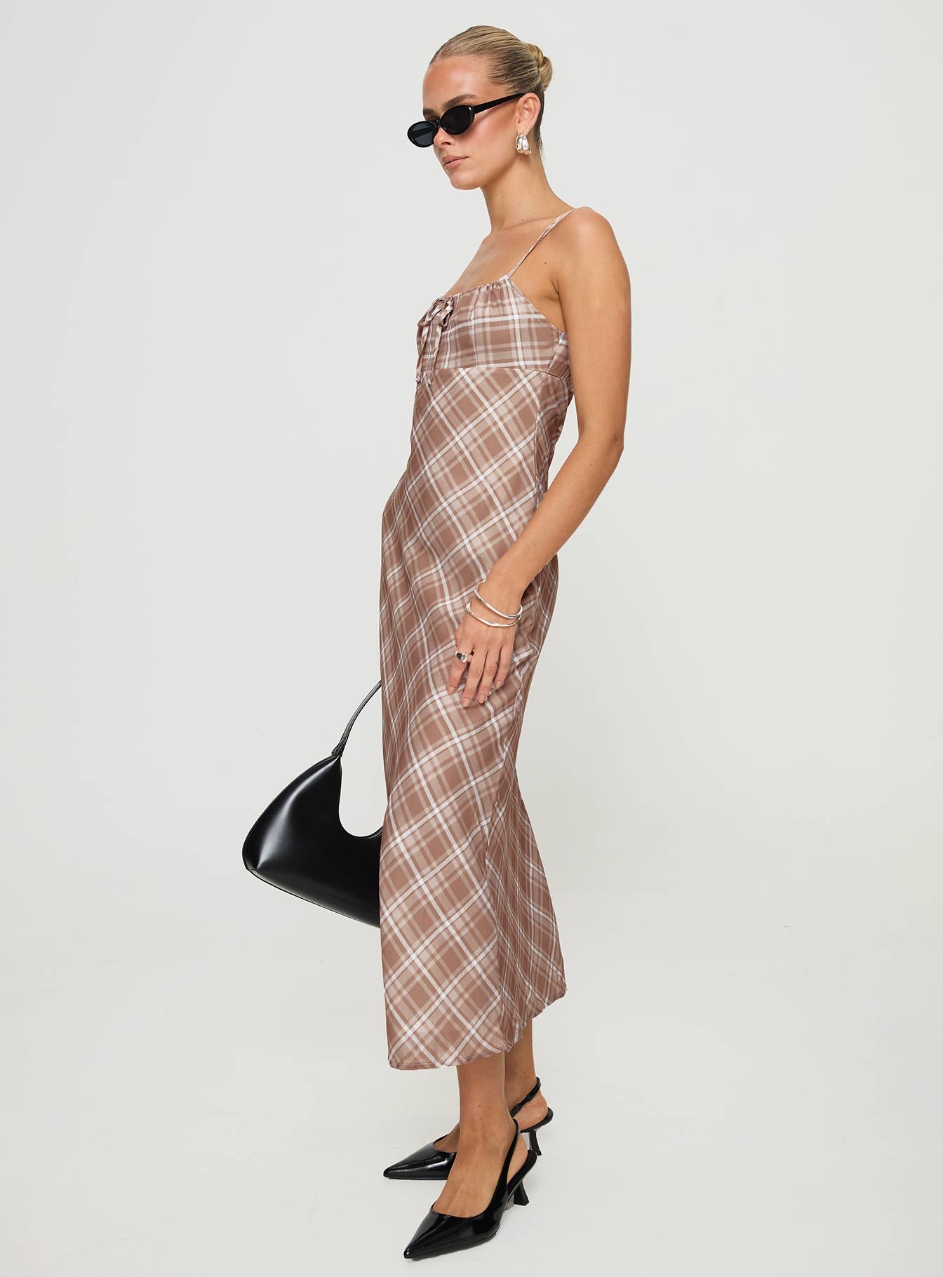 Wallin Maxi Dress Brown Check - Image 4
