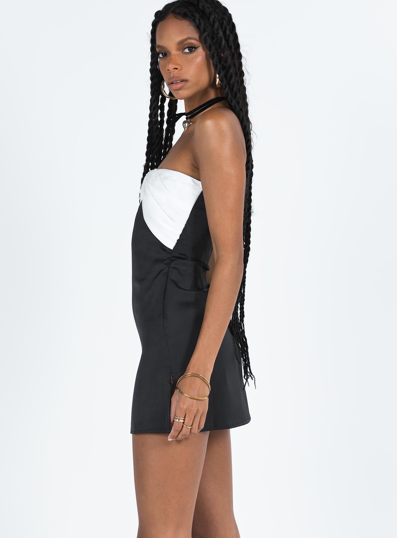 Irena Strapless Mini Dress Black / White - Image 4