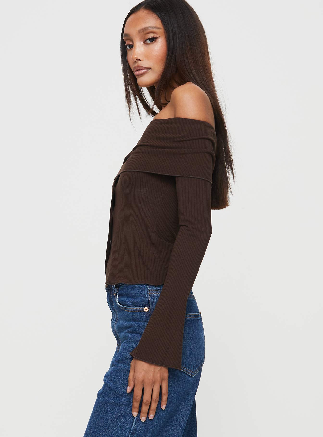 Parveen Off The Shoulder Top Brown - Image 3