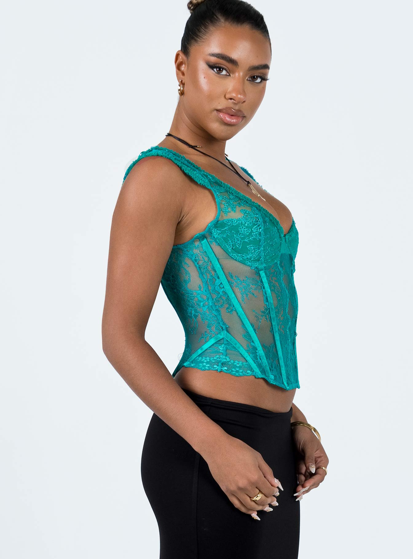 Some Like It Hot Lace Corset Teal - Image 4