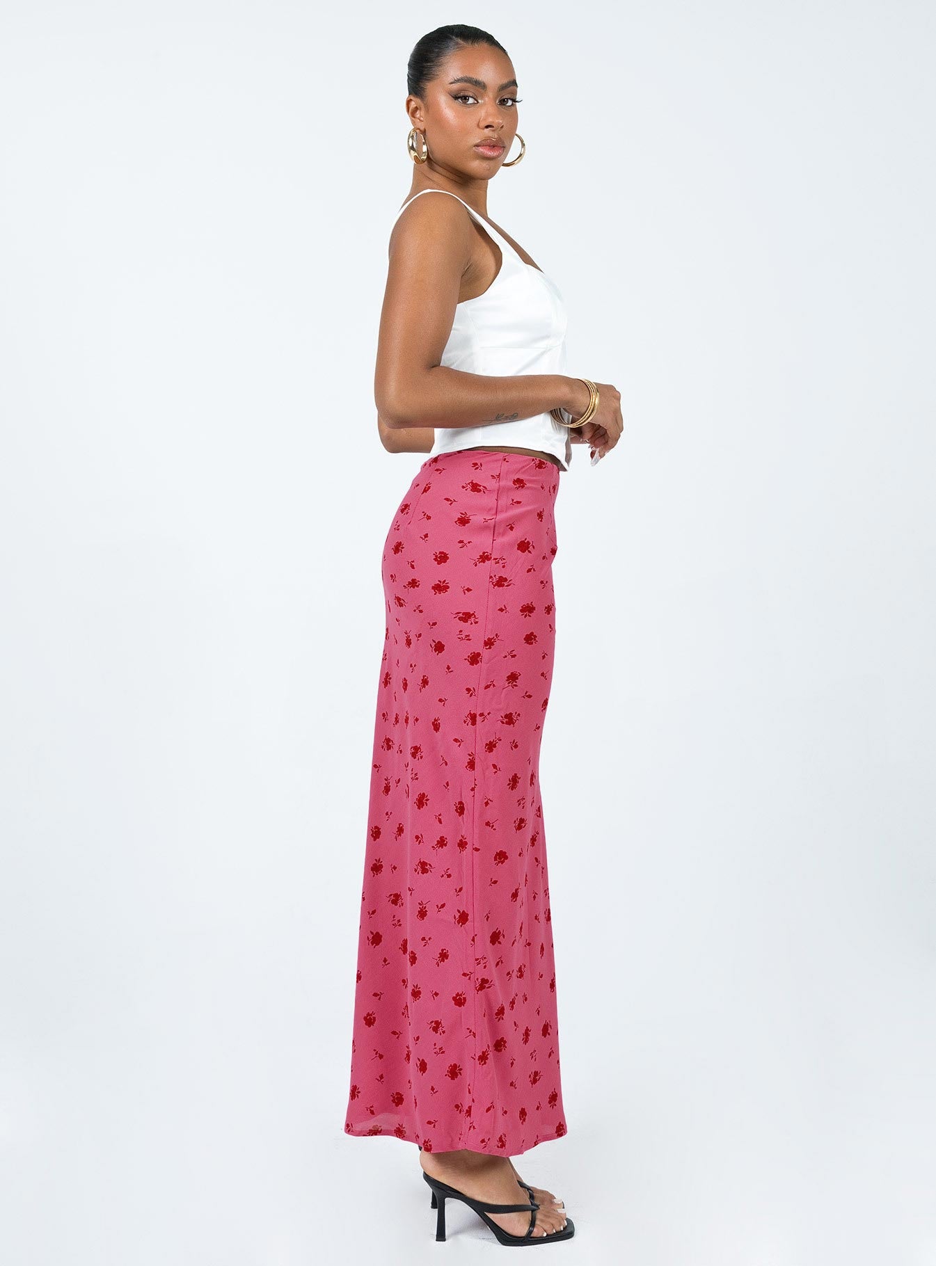 Gendling Midi Skirt Pink Floral - Image 4