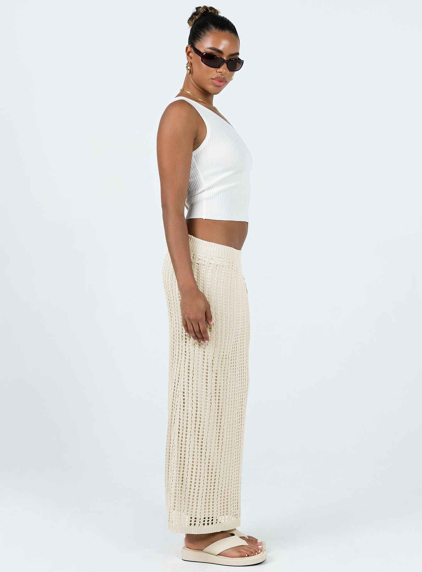 Mavie Knit Skirt Beige - Image 4