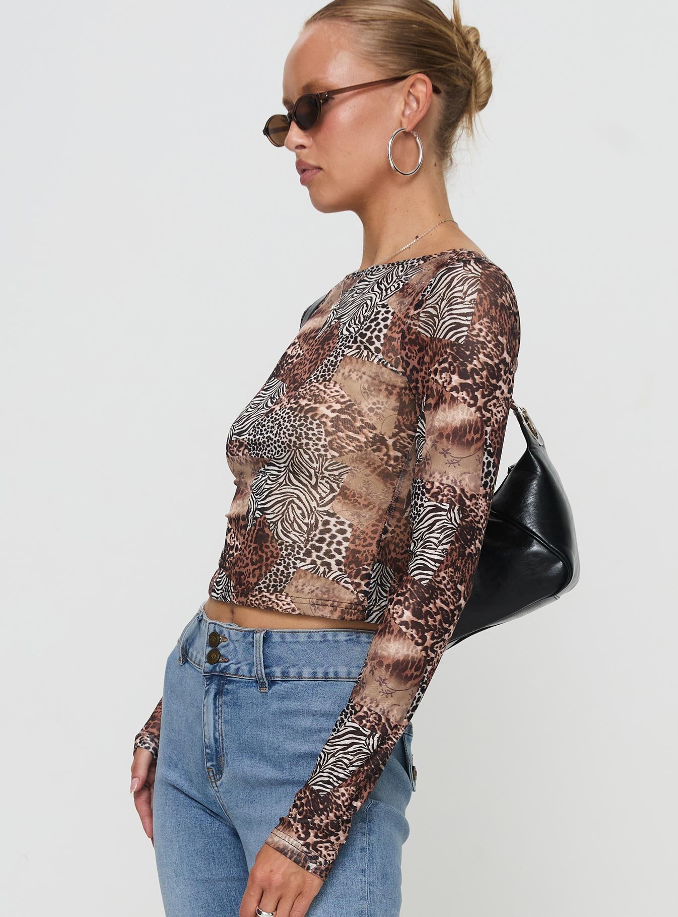 Tied In Long Sleeve Top Leopard - Image 4
