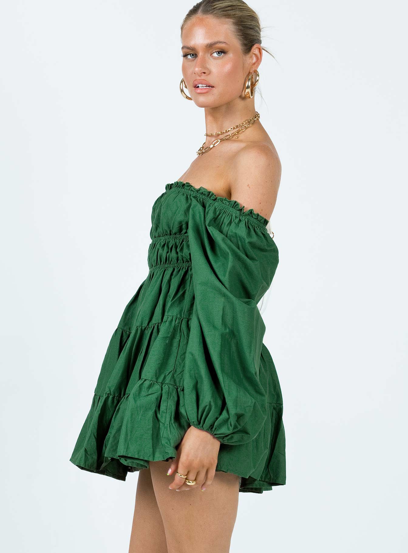 Ceara Long Sleeve Mini Dress Green - Image 4