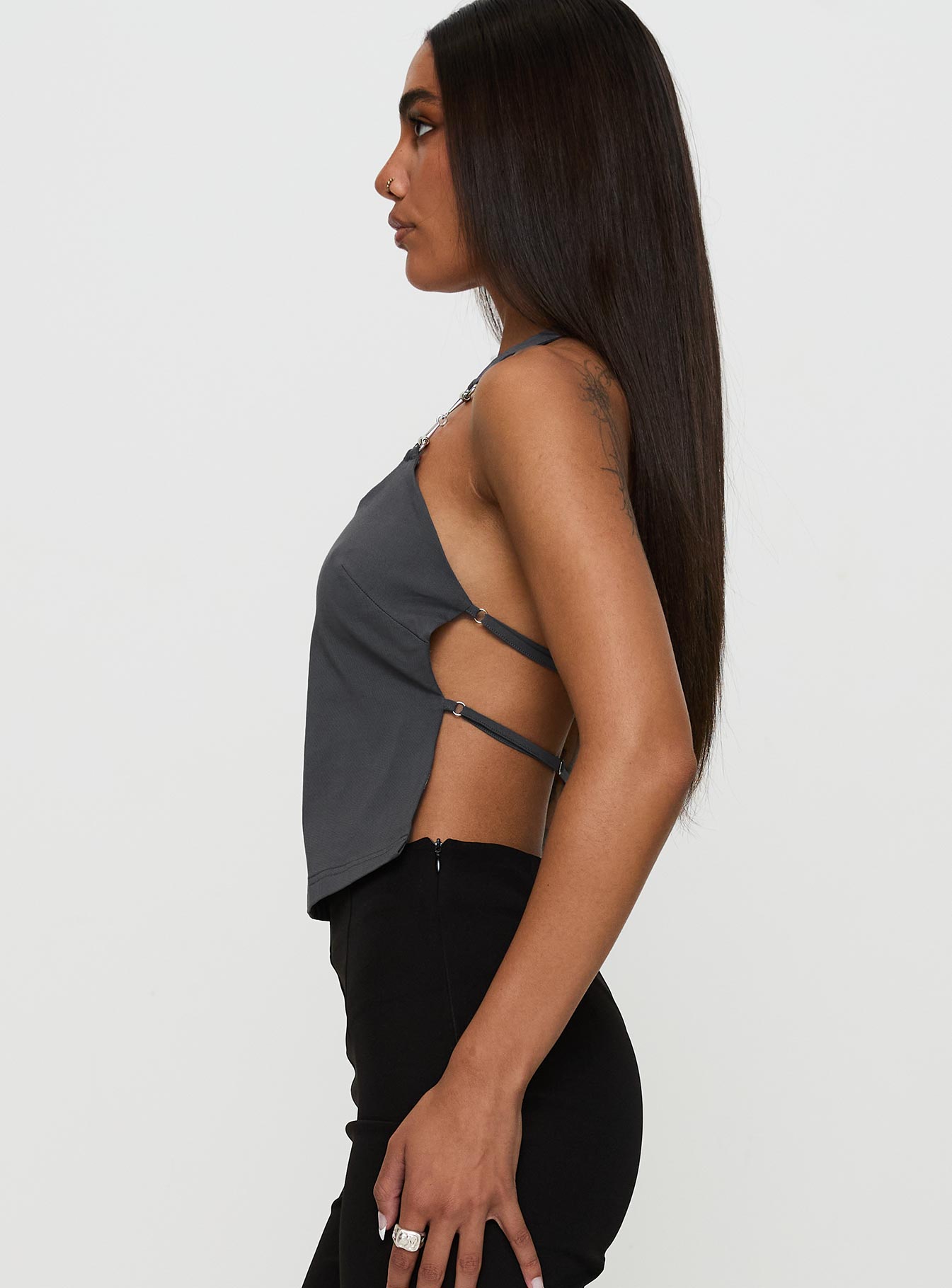 Eyes On You Backless Top Slate - Image 4