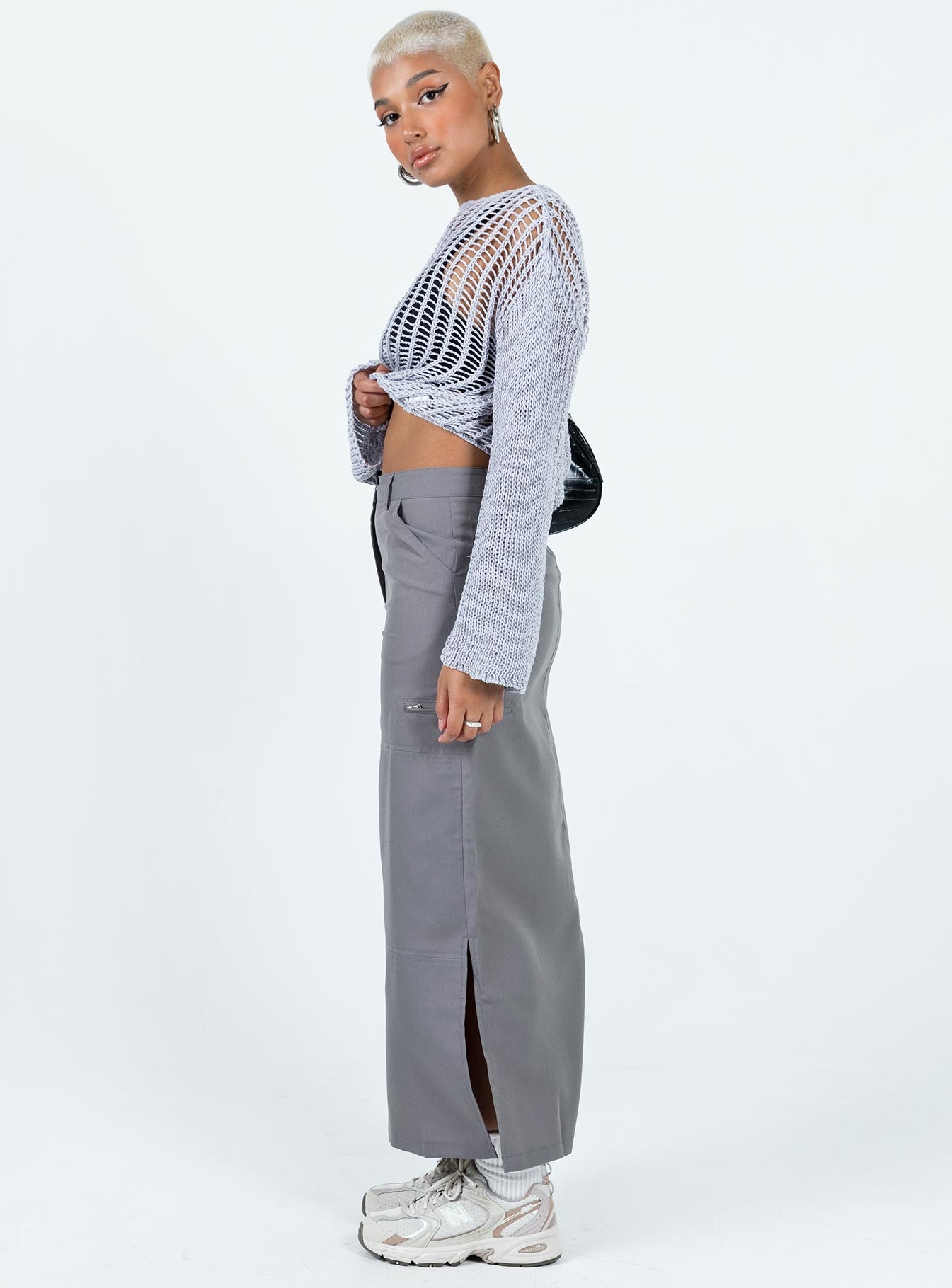 Elderbery Cargo Maxi Skirt Grey - Image 4
