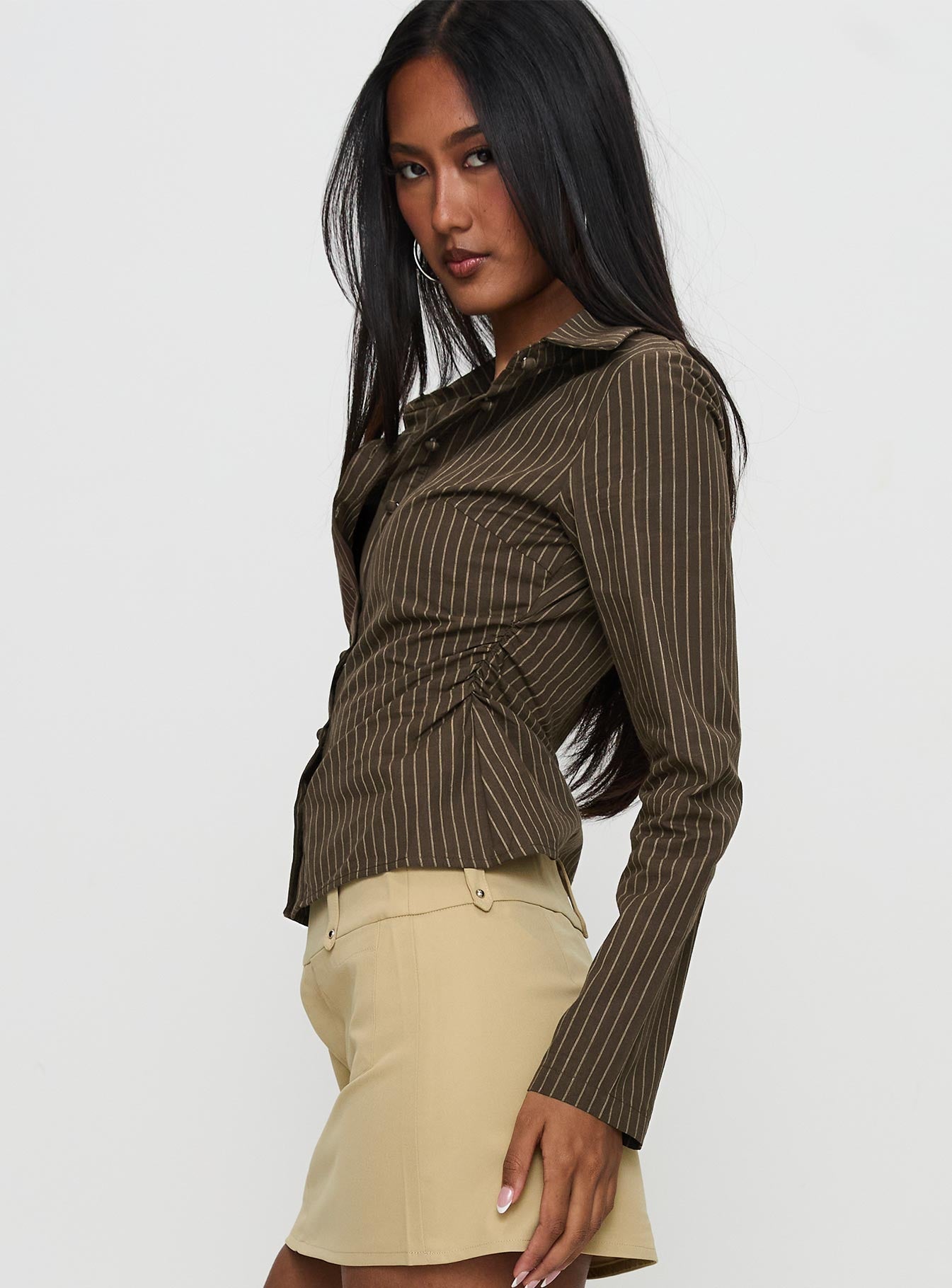 Held My Hand Long Sleeve Top Brown Stripe - Image 4