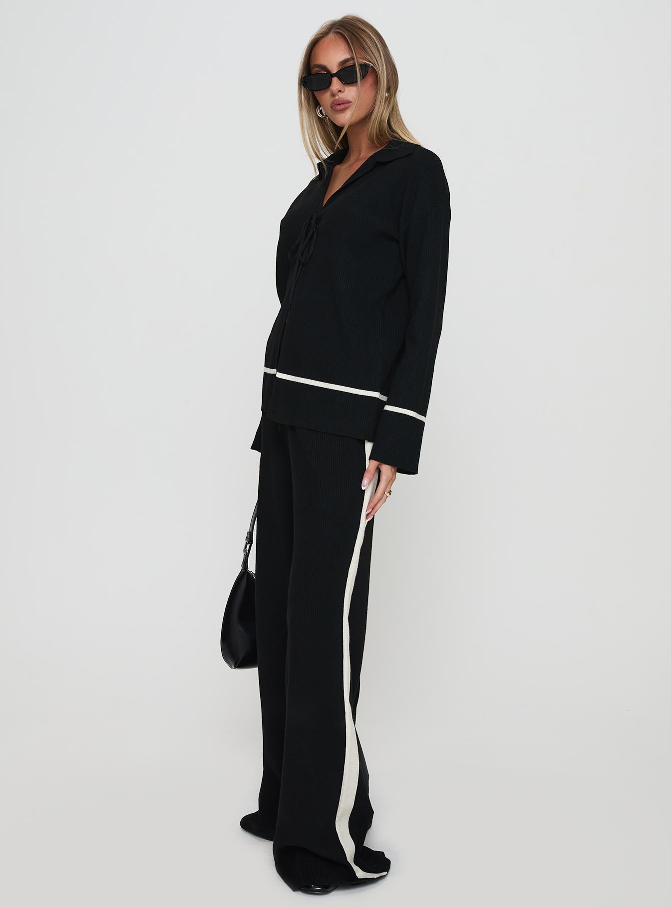 Kester Tie Front Knit Set Black - Image 4