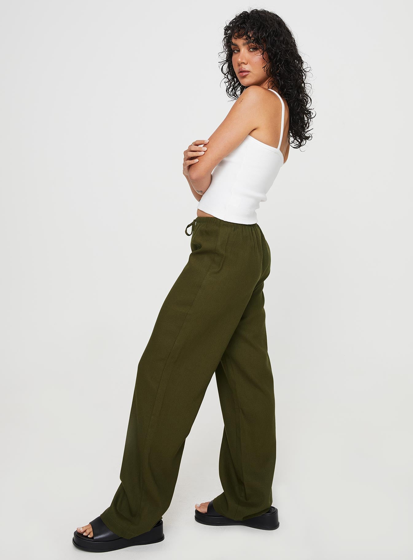 Breeta Drawstring Pants Olive - Image 4