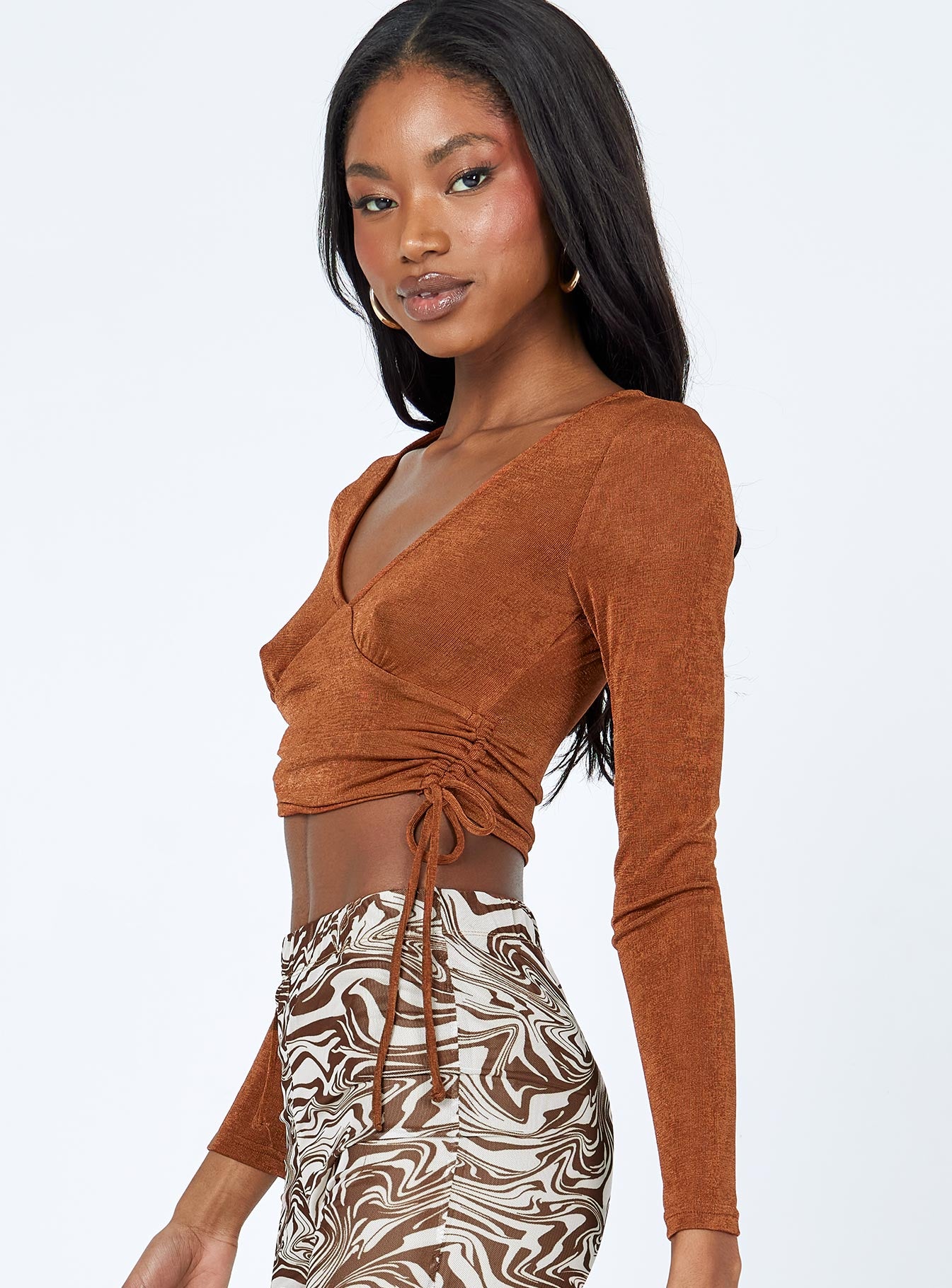Christy Long Sleeve Top Brown - Image 4