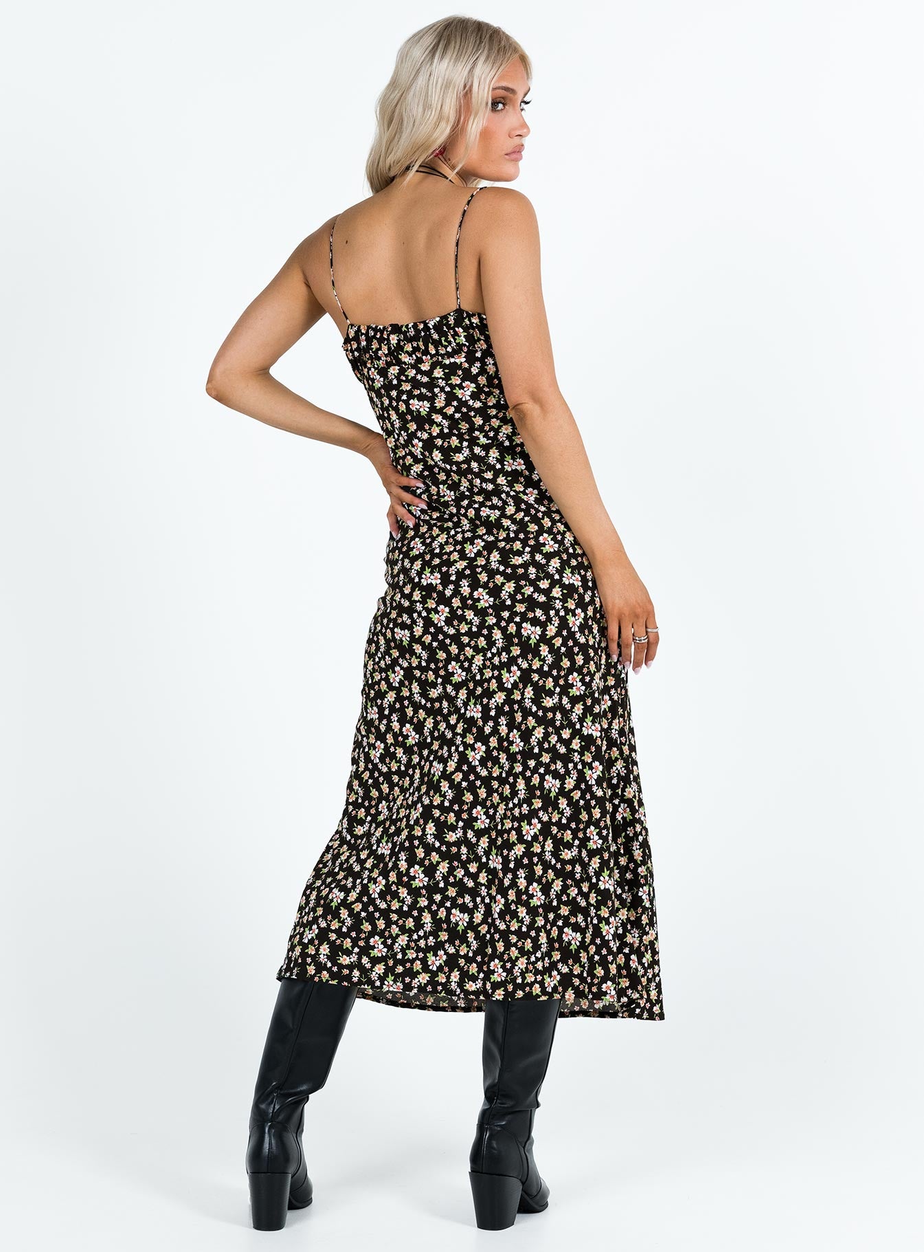 Kaplan Midi Dress Black / White Floral - Image 5