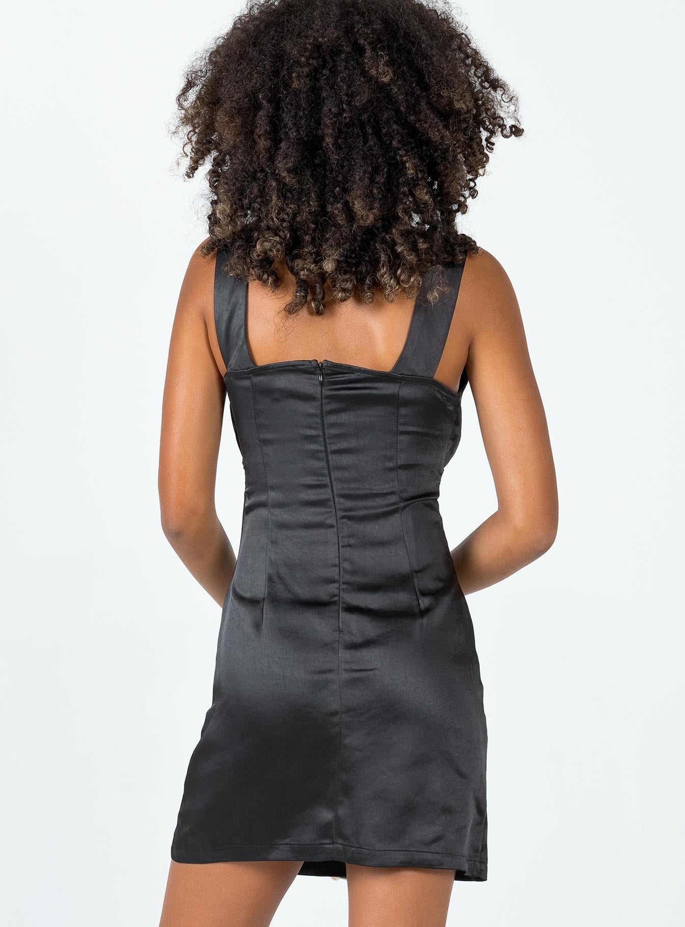 Keeley Lace Satin Dress Black - Image 6