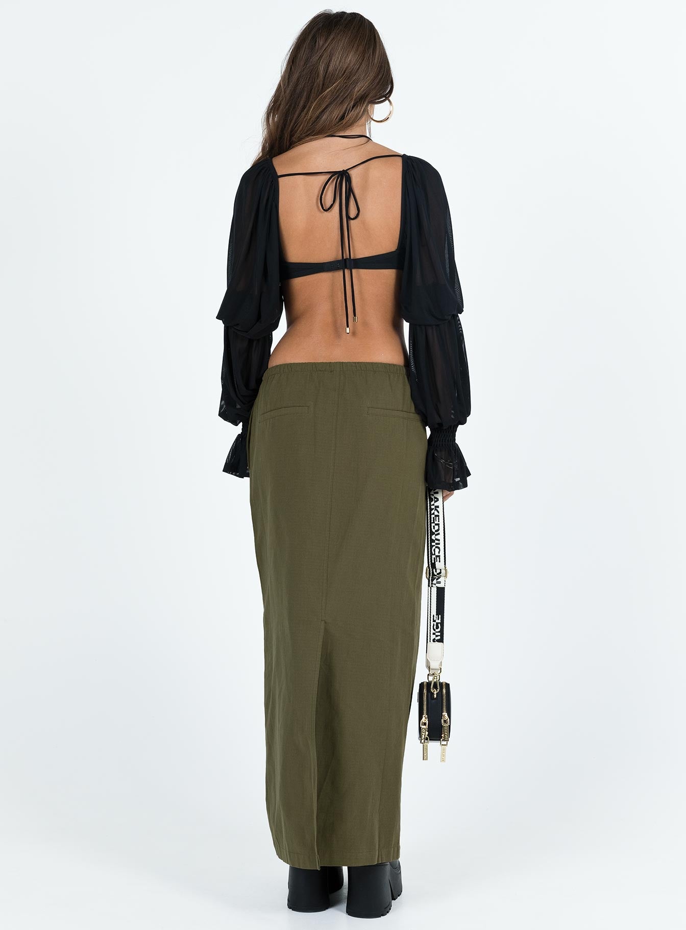 Geneve Maxi Skirt Olive Green - Image 5