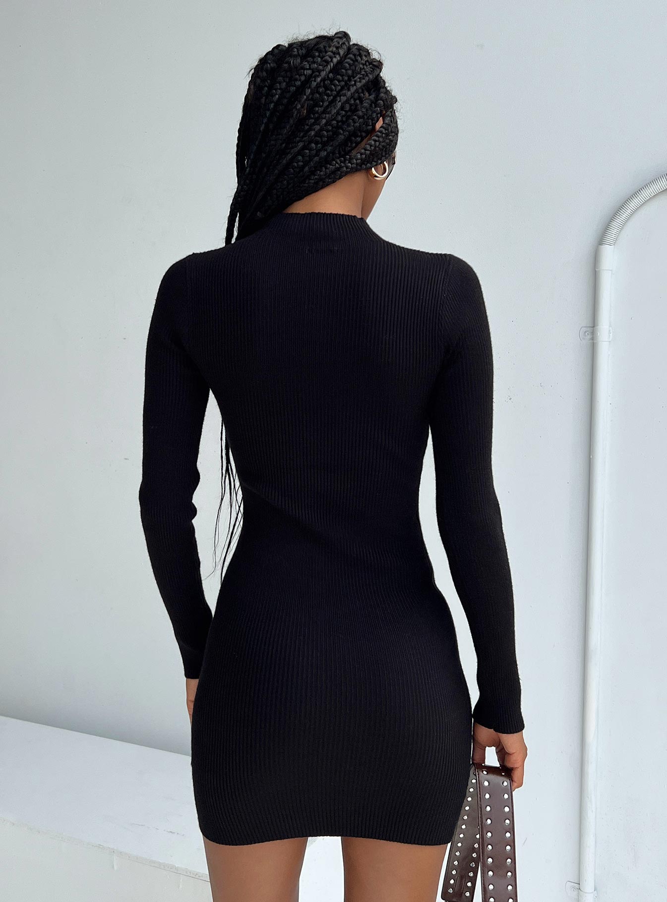 Lyvia Long Sleeve Mini Dress Black - Image 5