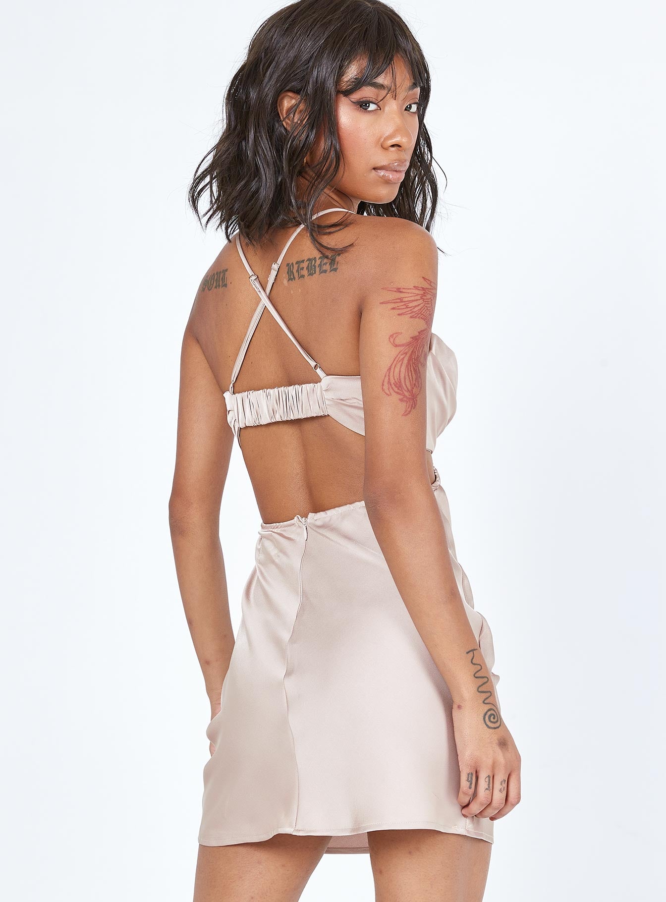 Jemma Mini Dress Champagne - Image 4