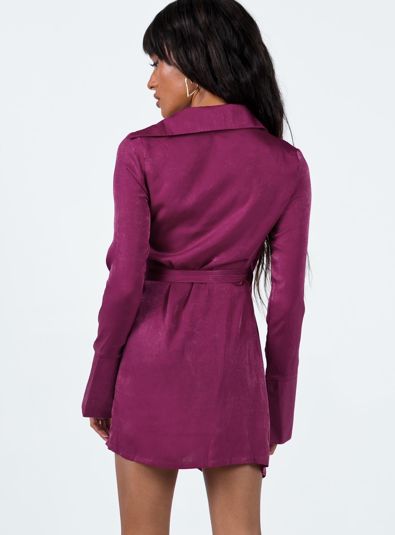 Diddam Long Sleeve Mini Dress Burgundy - Image 5