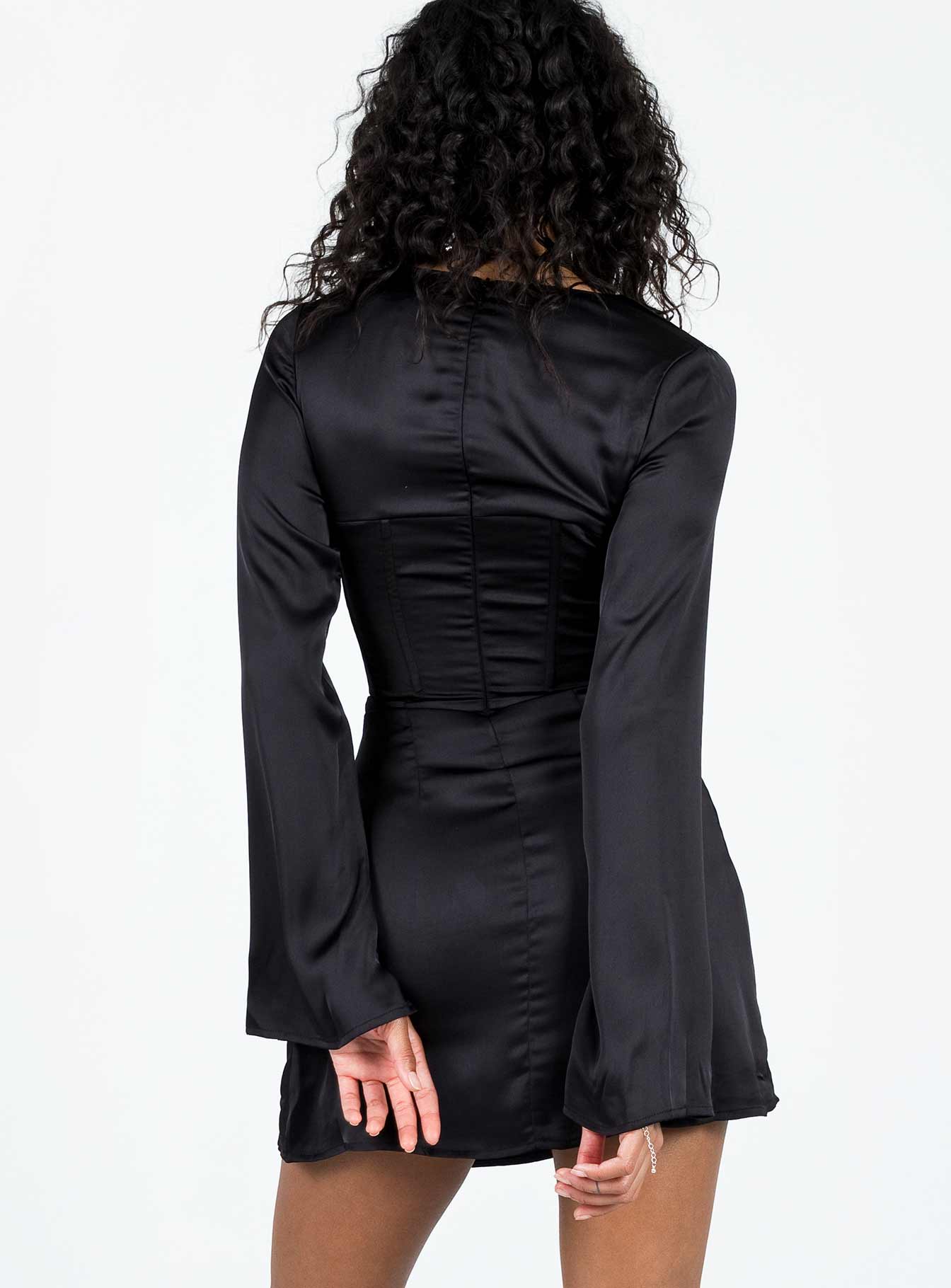 Gael Long Sleeve Mini Dress Black - Image 5