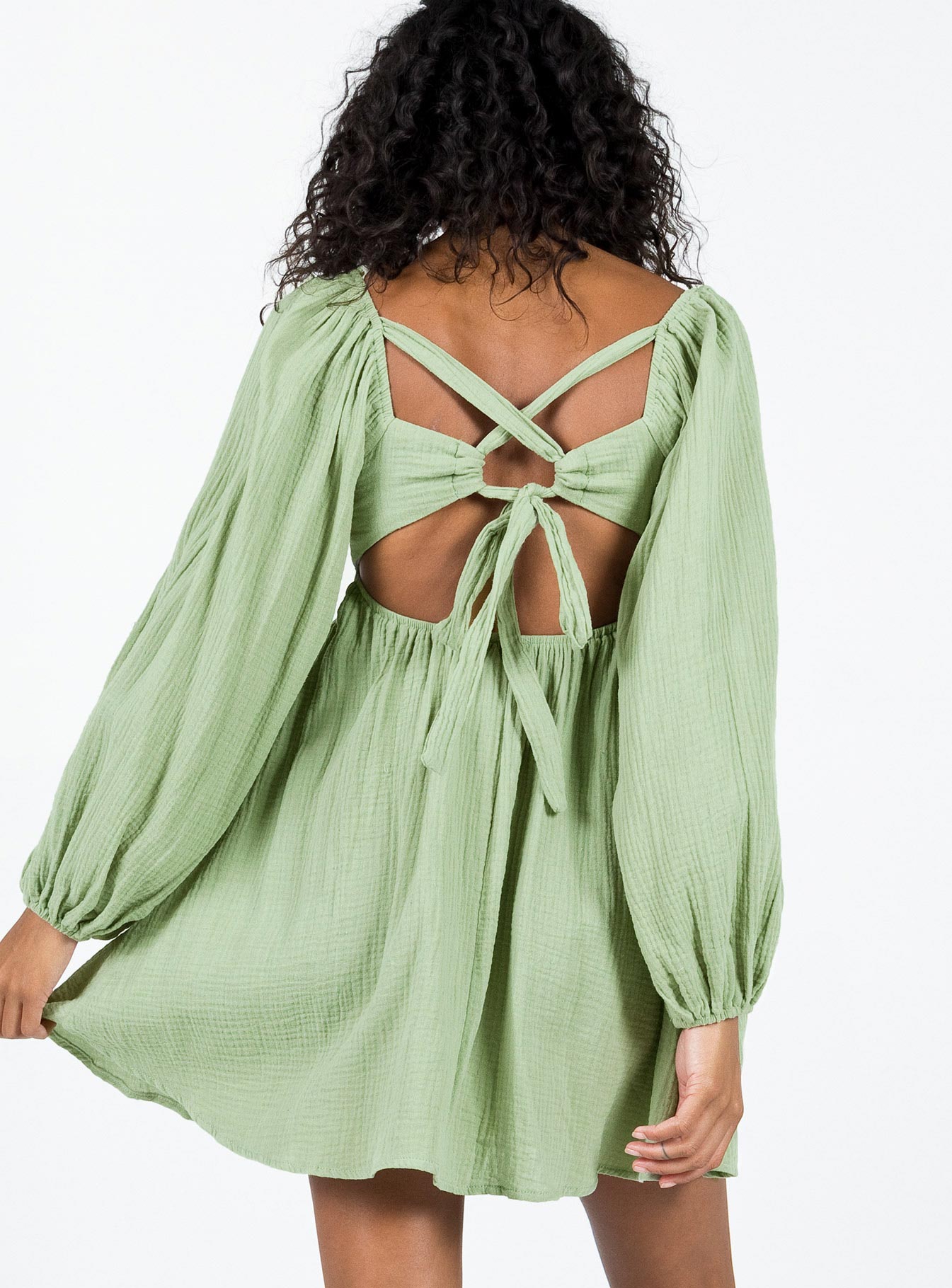 Let's Dance Long Sleeve Mini Dress Sage - Image 5