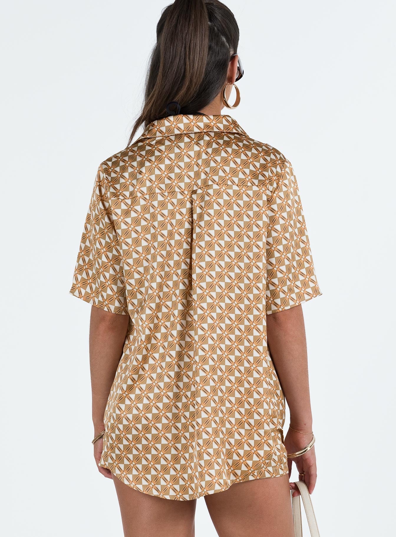 Ziggy Short Sleeve Shirt Orange Geo - Image 5