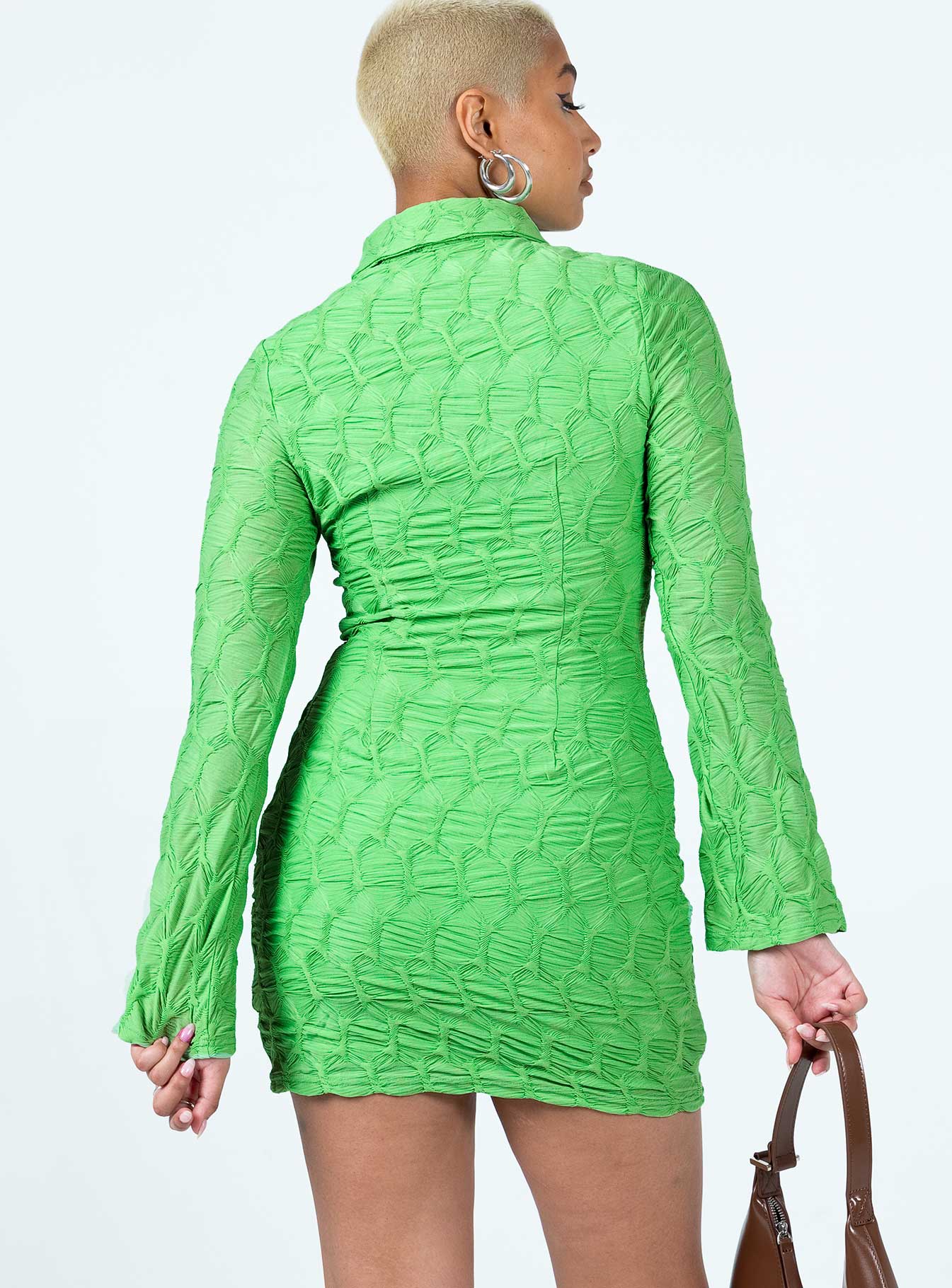 Calvert Long Sleeve Mini Dress Green - Image 5