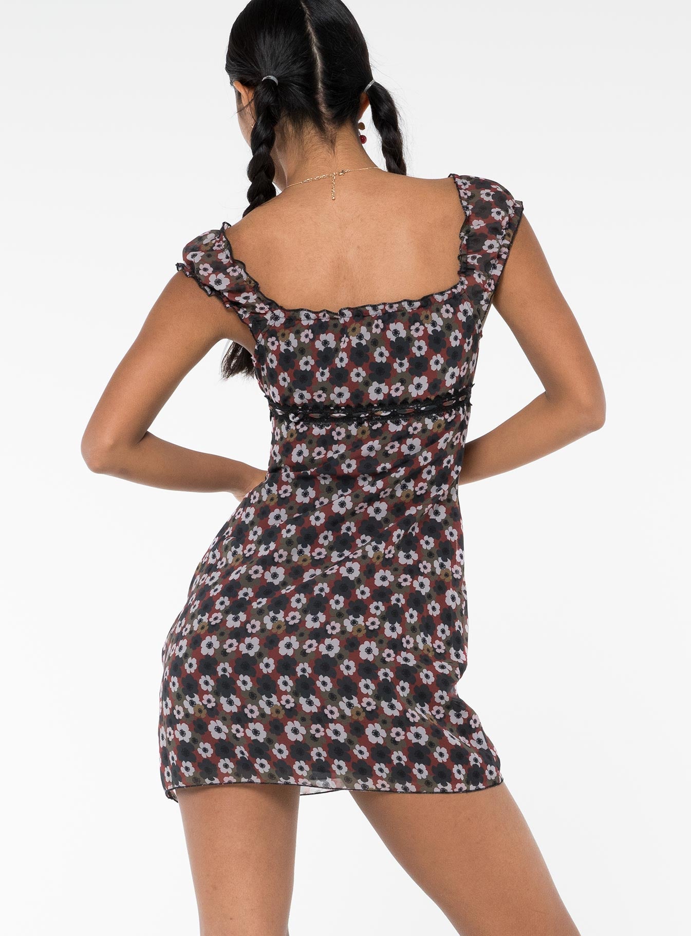 Aylin Floral Mini Dress Red Multi - Image 5