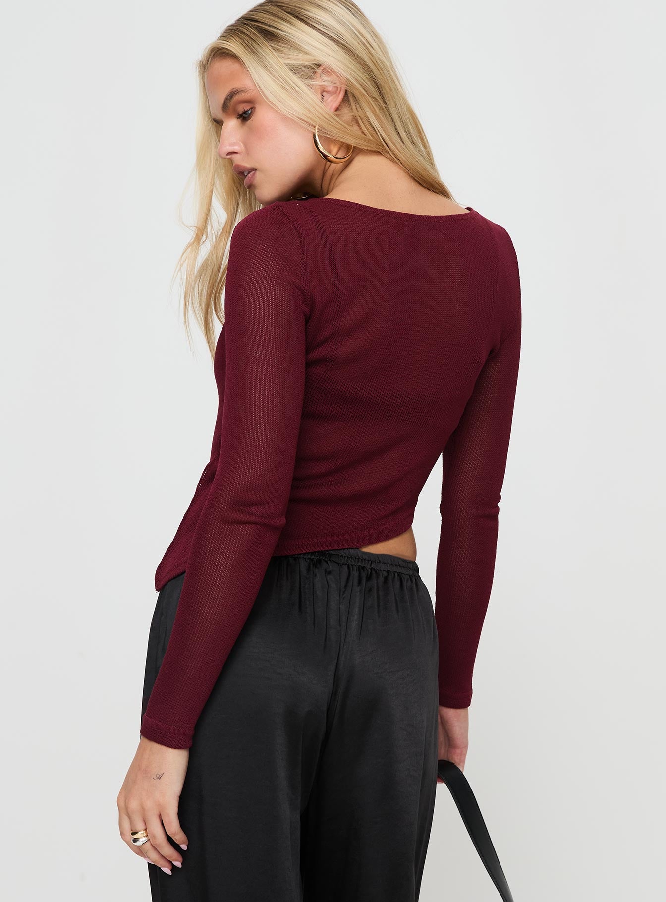 Pratt Long Sleeve Top Burgundy - Image 5