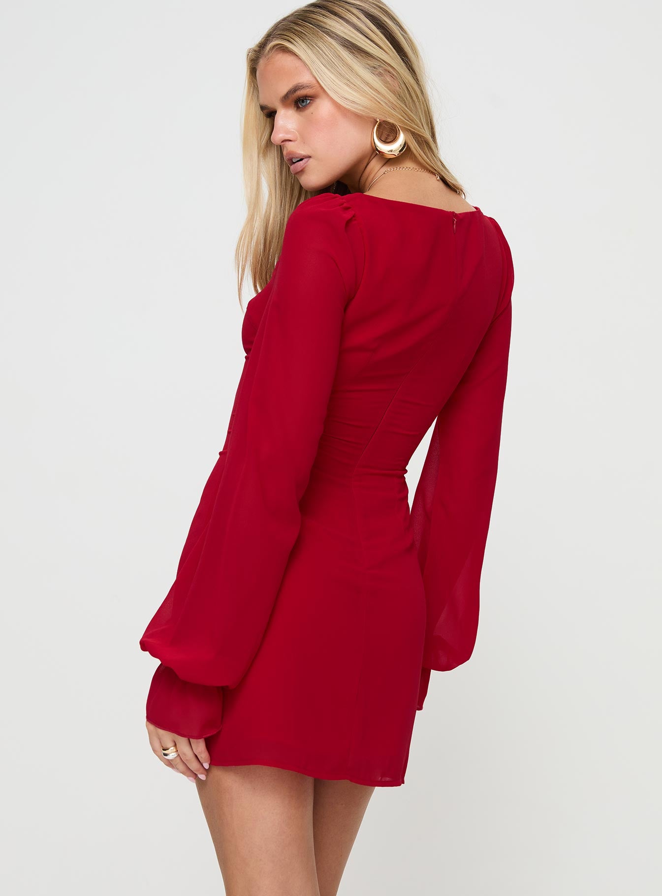 Bayford Long Sleeve Mini Dress Red - Image 5
