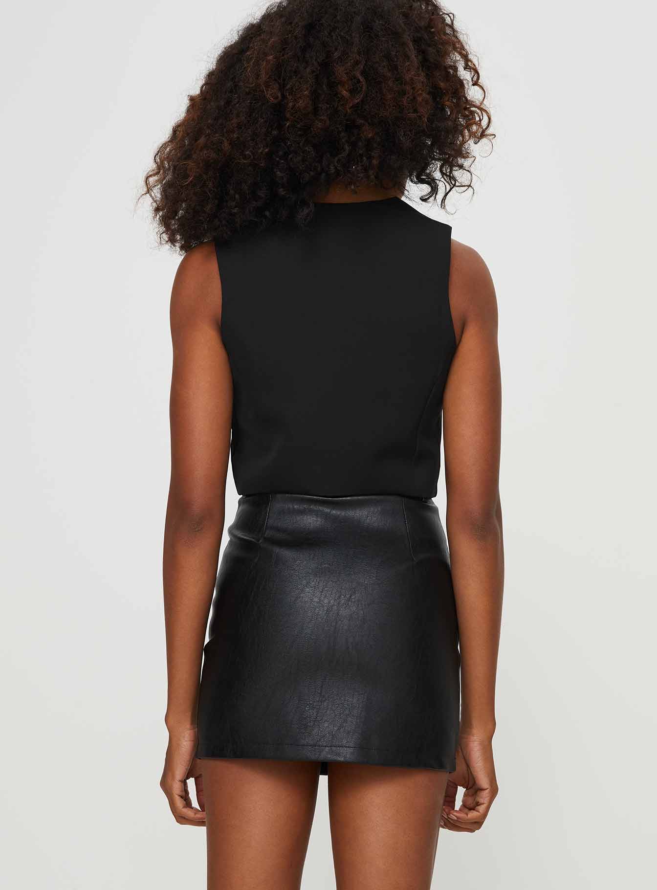 Khalie Faux Leather Mini Skirt Black - Image 4