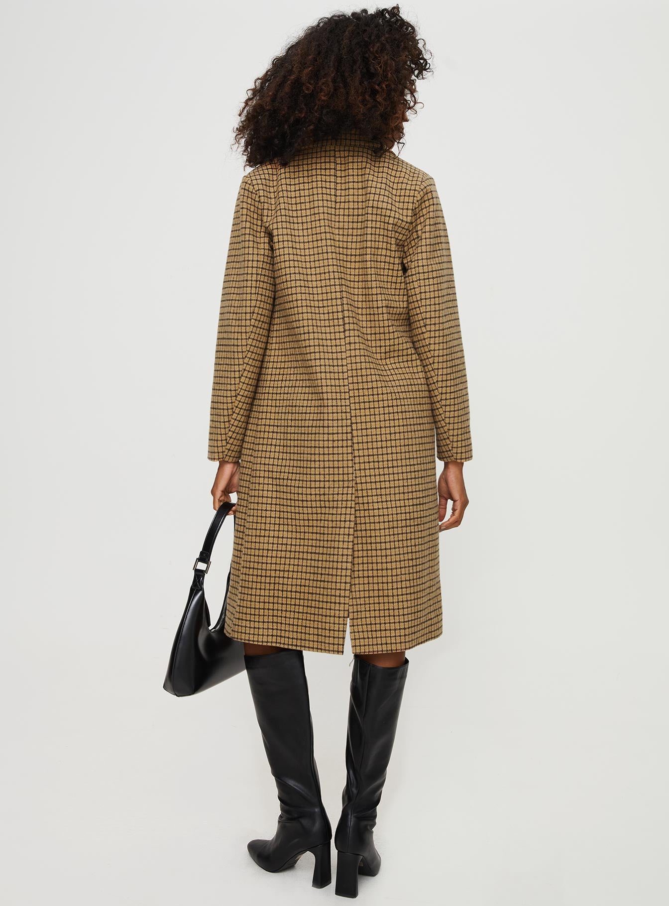 Temperature Longline Coat Brown Plaid - Image 5